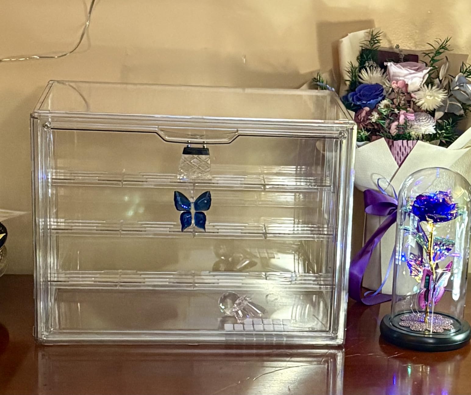 4 Pack Display Case for Collectibles 4 Layer Updated Adjustable Acrylic Display Case with Magnetic Door Clear Stackable Display Box Hobby Display Cases for Figures customer photo 2
