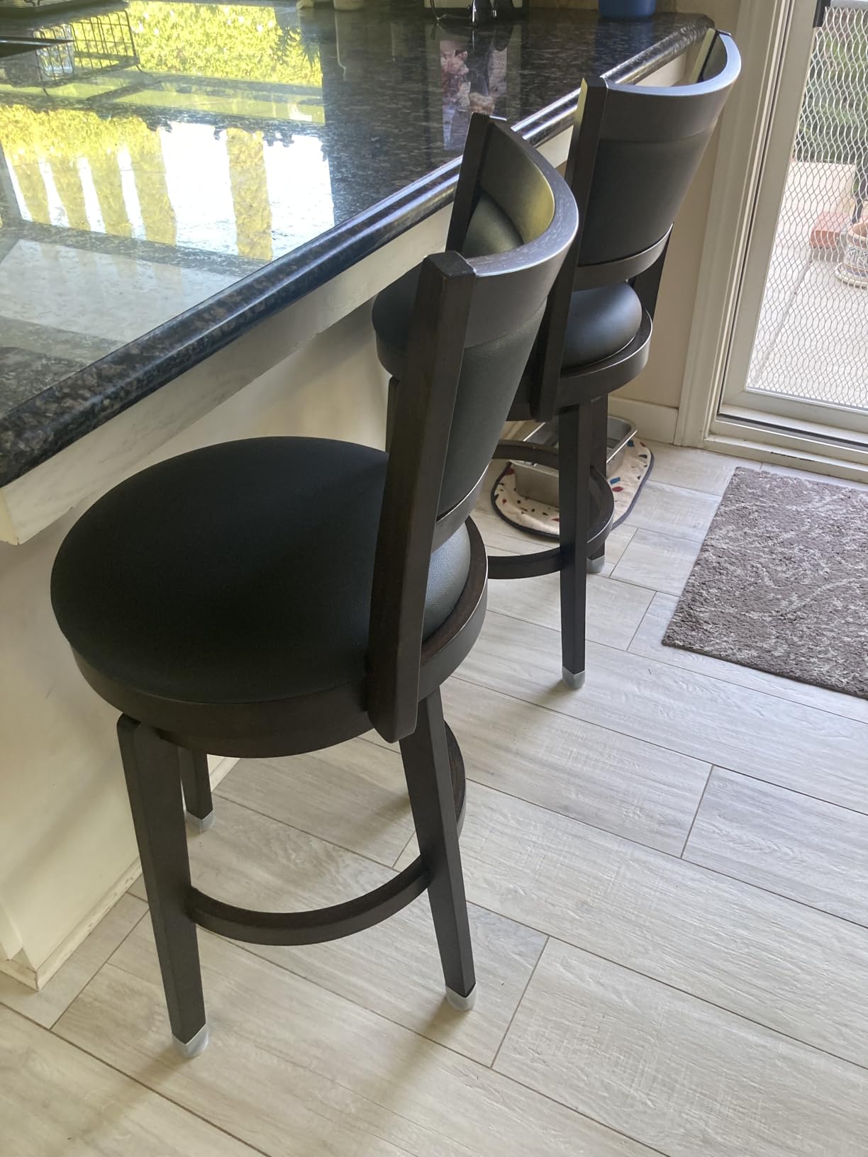 PrimeZone Swivel Bar Stools Set of 2, 30 Inch Bar Height Barstools, Black Faux Leather Bar Stool with High Backrest & Solid Wood Legs & Wrap-Around Footrest, Counter Stools for Kitchen Island, Pub customer photo 1