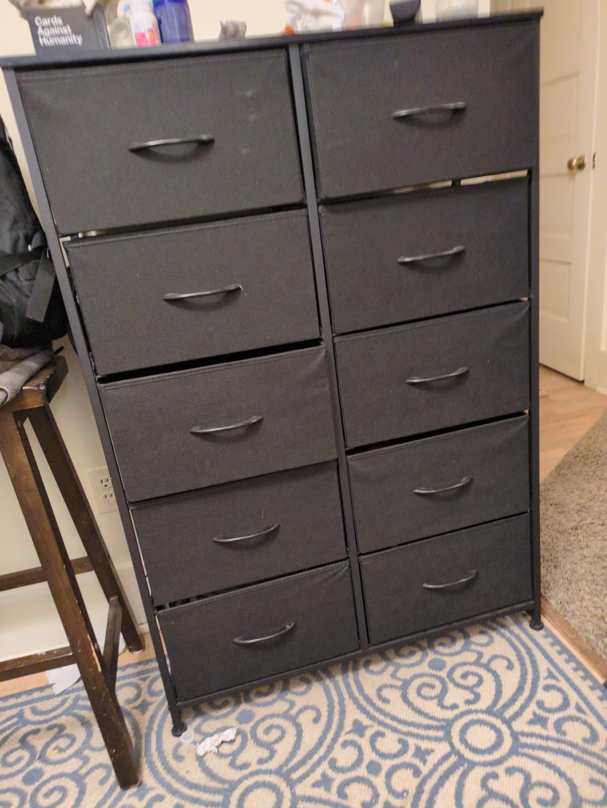 DUMOS Dresser for Bedroom, Storage Organizer with 9 Drawers, Chest of Drawers with Fabric Bins, Sturdy Metal Frame, Wood Tabletop for Guest Room, Closet, Entryway, White customer photo 2