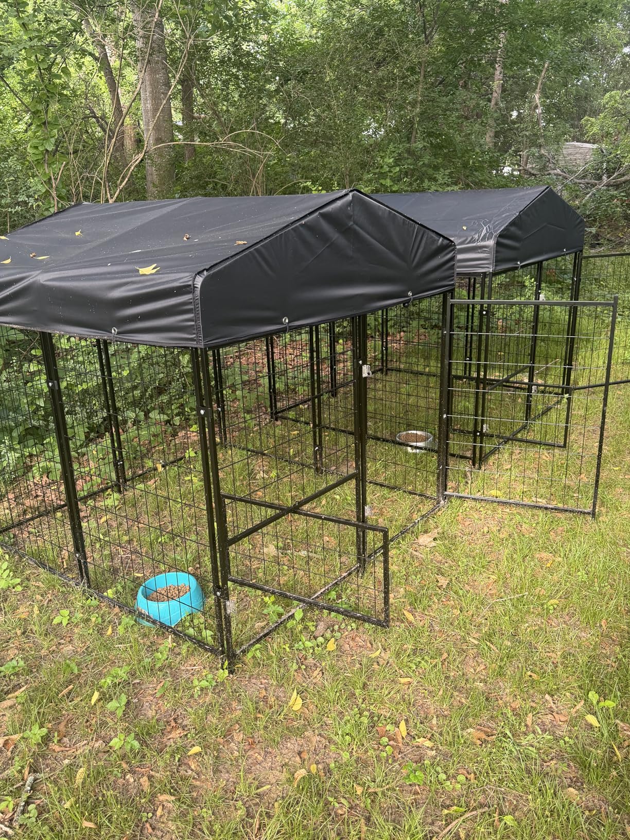 Sino Luban Outdoor Dog Kennel Outside Run with Doggy Door, Swivel Feeder&Roof - 8x4x6FT Large Dog Kennels Pens Outside for Large Dogs Breed- Heavy Duty Cage Yard (Can Connect to Your Dog House) customer photo 2