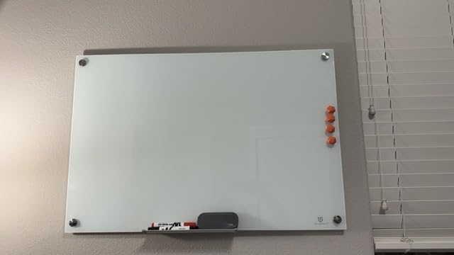 TSJ OFFICE Glass Dry-Erase Board - 48 x 36 Inches Wall Mounted Glass Whiteboard, Large Frameless Magnetic White Board for Office, Home & School, White customer photo 2