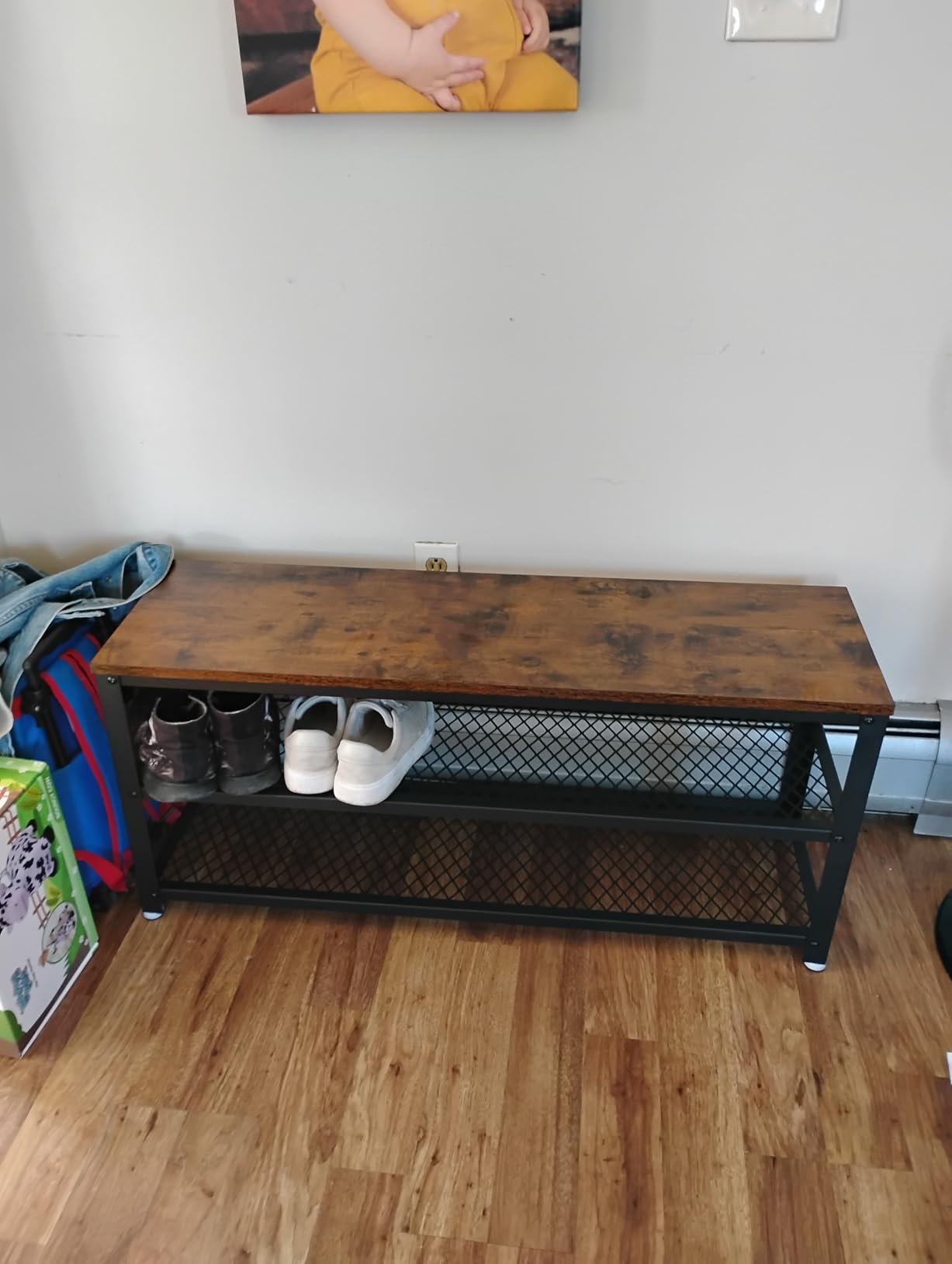 VASAGLE Hall Tree with Shoe Bench, Coat Rack Shoe Bench Set, Entryway Furniture, Multifunctional, 12 Metal Hooks, 4-Tier Shoe Rack, for Entryway, Bedroom, Heather Greige ULSB107K02 customer photo 2