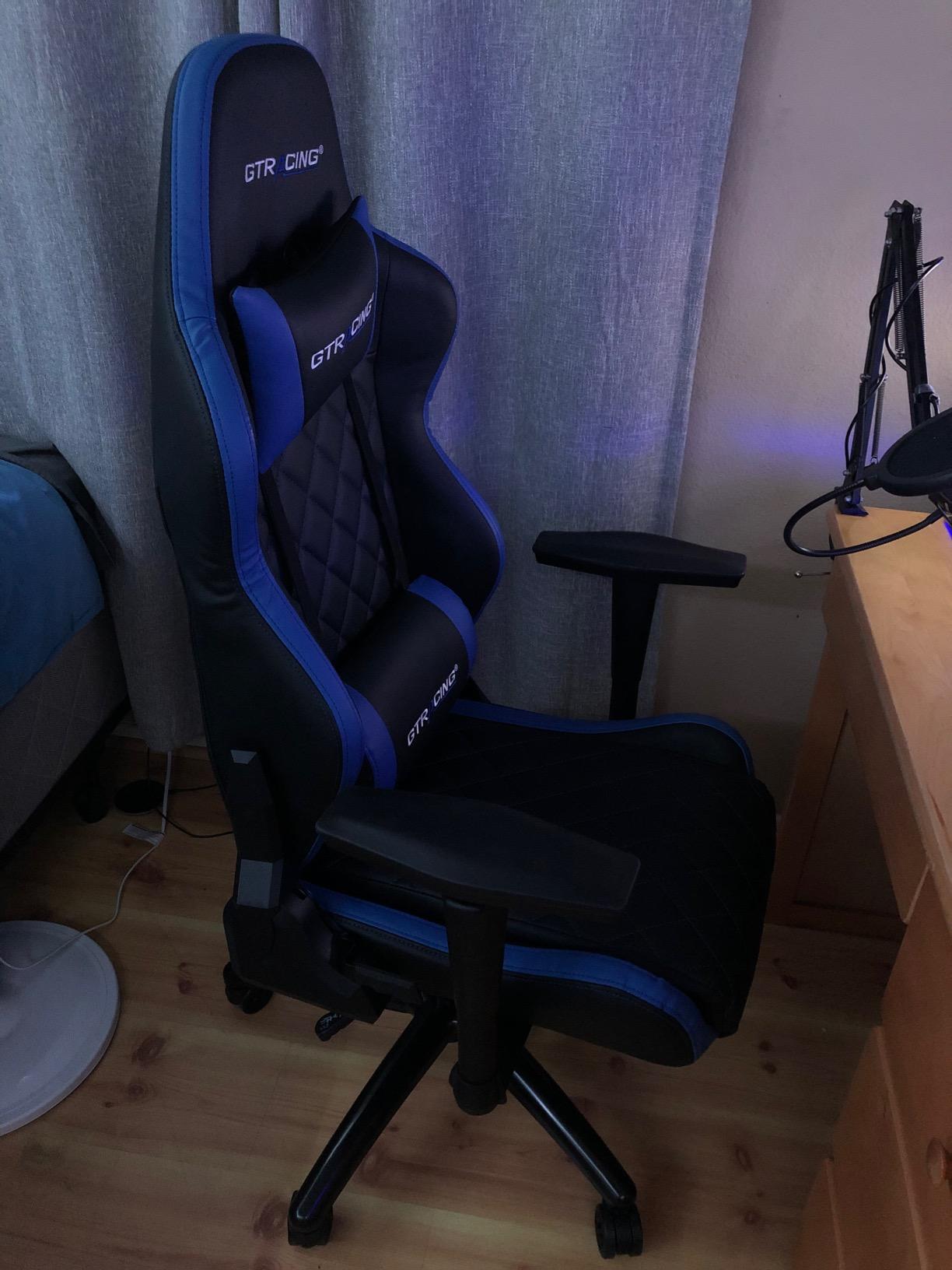 GTPLAYER Gaming Chair with Footrest, Fabric Breathable Big and Tall Ergonomic Computer Chair 350 lbs with Adjustable Lumbar Support and Recliner, High Back Game Chair for Office Gaming, Grey customer photo 1