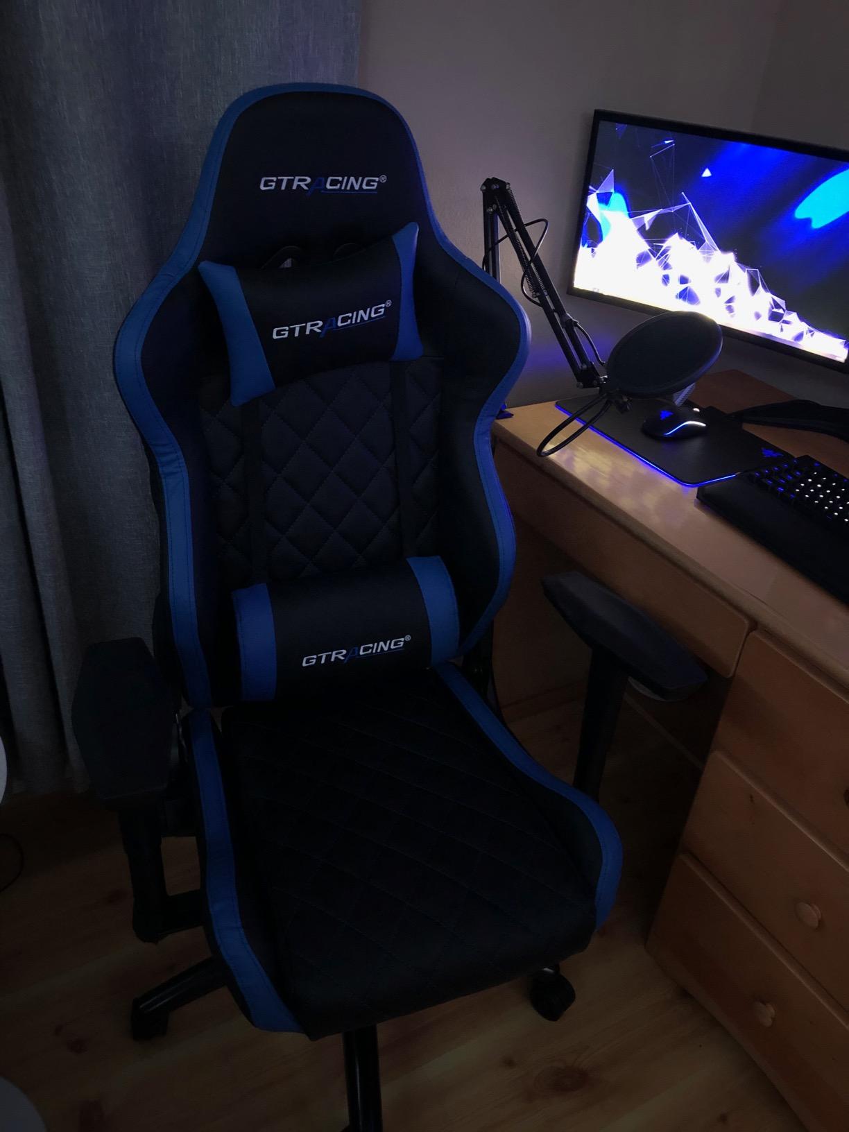 GTPLAYER Gaming Chair with Footrest, Fabric Breathable Big and Tall Ergonomic Computer Chair 350 lbs with Adjustable Lumbar Support and Recliner, High Back Game Chair for Office Gaming, Grey customer photo 2