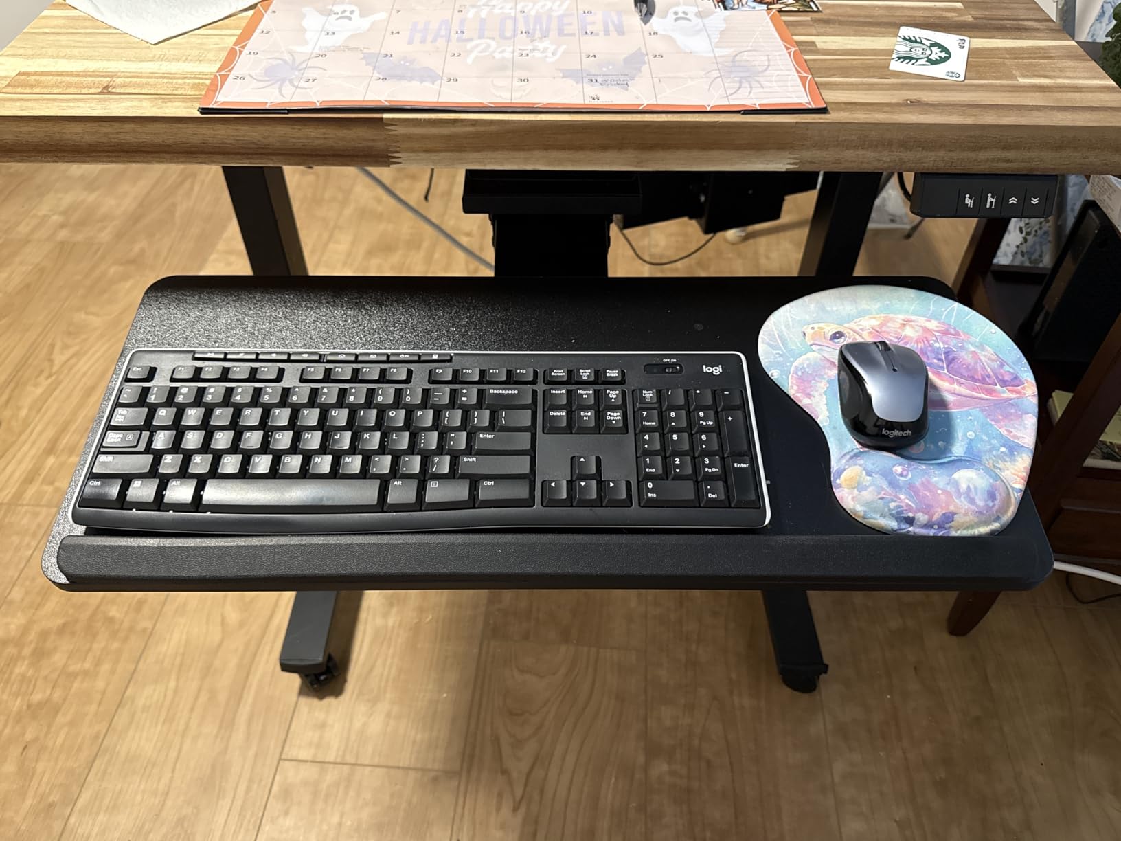 PEGZONE Keyboard Tray Under Desk with Storage Drawer, Height Adjustable Keyboard Tray Slide Out Swivel Tilt, Ergonomic Under Desk Mount Keyboard & Mouse Holder for Gaming Home Office, 25x11'', Black customer photo 2
