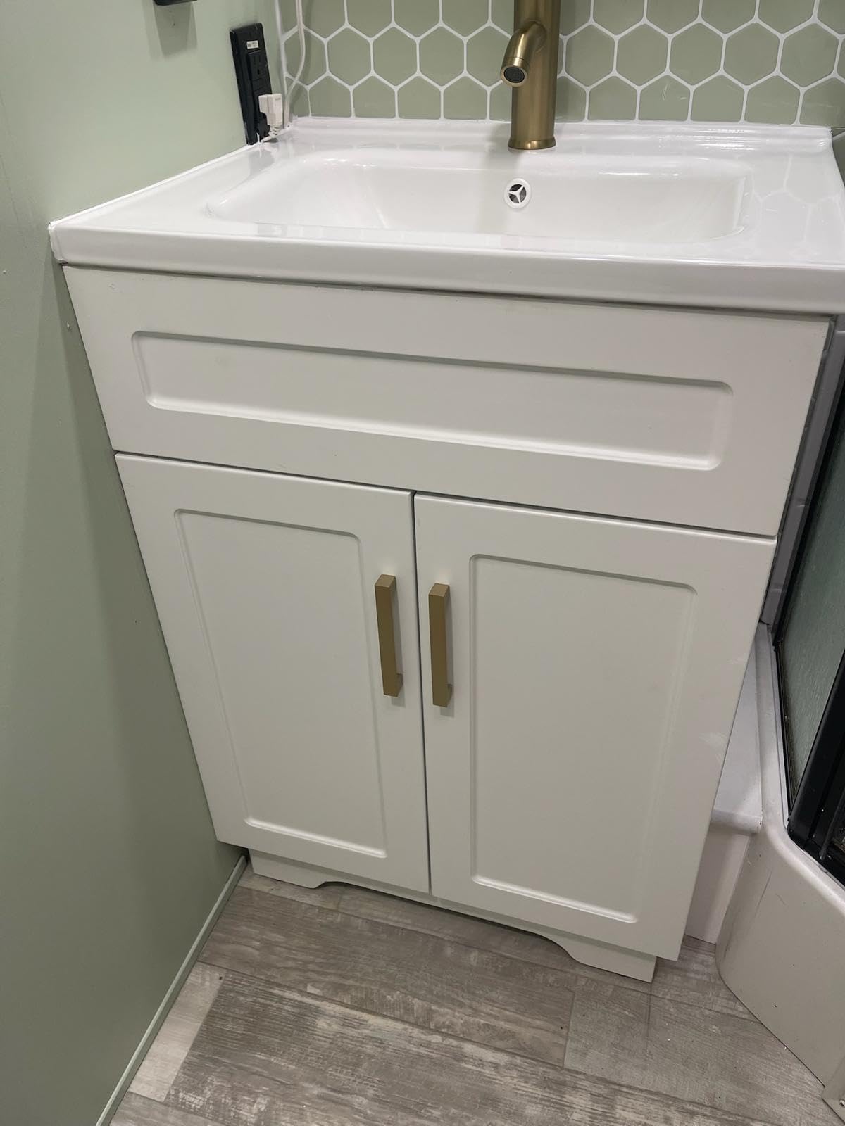 Ymise Bathroom Vanity with Sink, 24-Inch Bathroom Vanities Cabinet with Large Storage Space, Wooden Bathroom Sink Cabinet, White customer photo 2