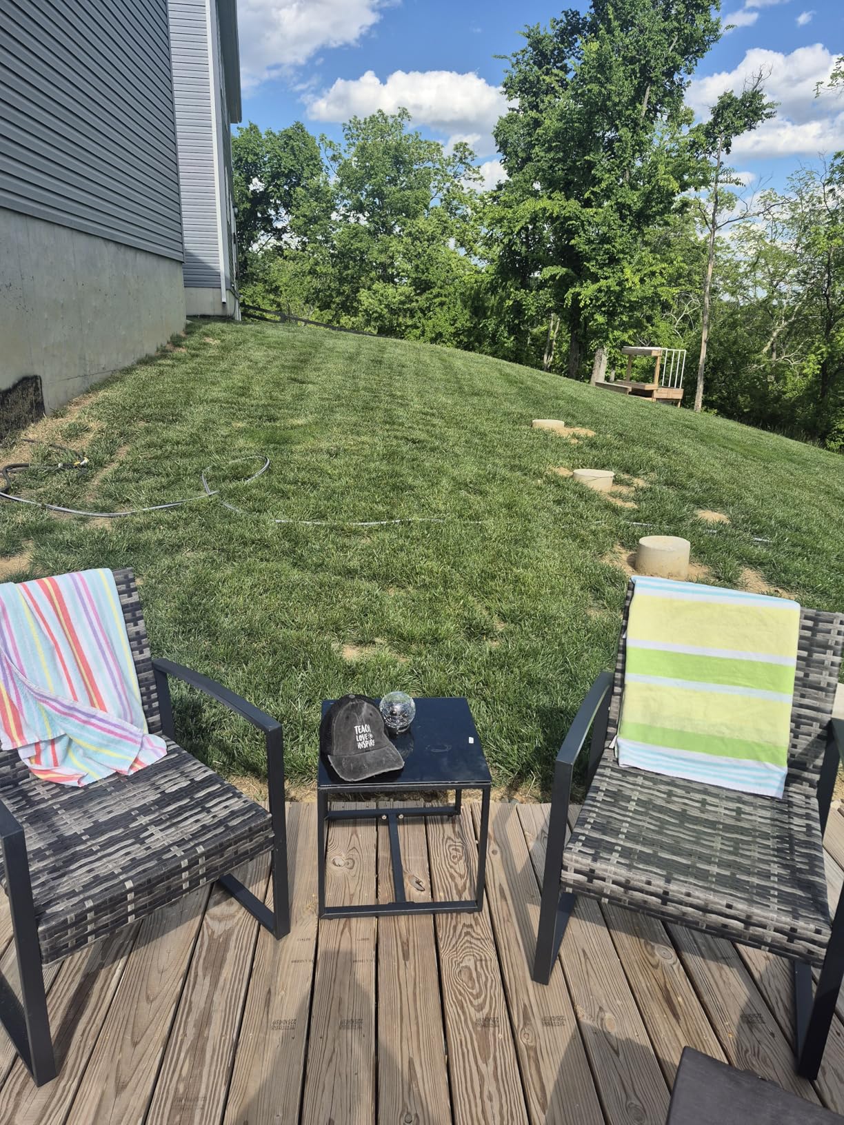 Bezseller 3 Pieces Patio Furniture Set, Outdoor Rattan Bistro Set with Coffee Table, Durable Steel Frame with Strapped Cushions for Garden, Balcony, Poolside, Backyard customer photo 2