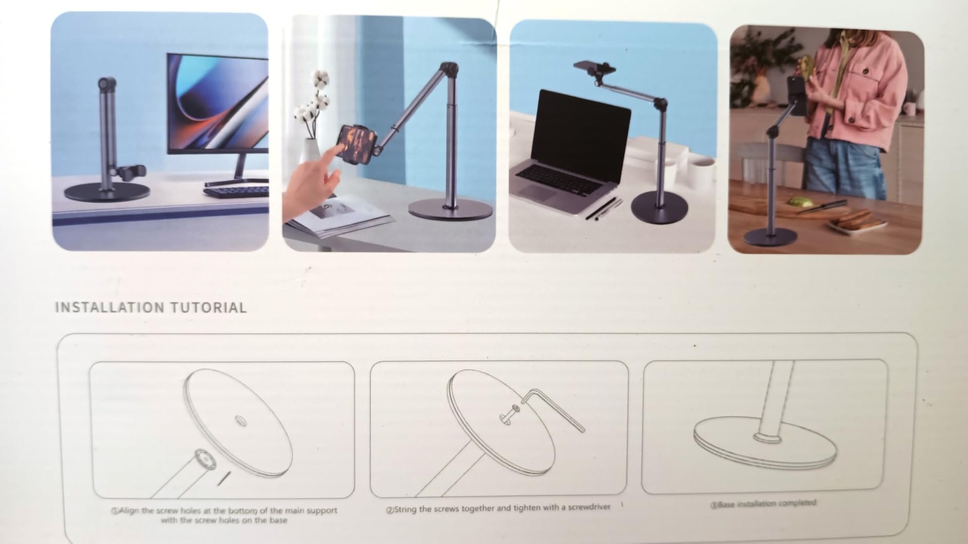 yAyusi Heavy Duty Aluminum Overhead Phone Mount, 13.7 in Long Phone Stand for Recording, Flexible Articulating Arm Phone Mount for Desk for Live Streaming, Meeting, Cooking - Perfect for Creators customer photo 2