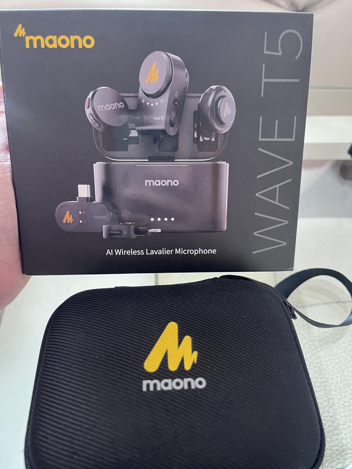 MAONO Wave T5 Mini Magnetic Wireless Lavalier Microphone for Content Creators Video Recording - AI Noise Cancellation, 48kHz/24bit, 4 Voice Filters, 40H, 1000ft Range for iPhone/Android/Camera/PC customer photo 1