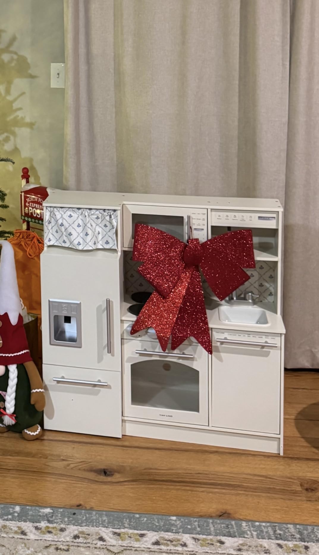 Tiny Land Play Kitchen for Kids, Upgraded Wooden Kitchen Toy with Complete Play Areas, Pretend Cooking Set with Sink, Stove, Microwave, Toy Coffee Station & Storage for Kids Ages 3+ customer photo 1