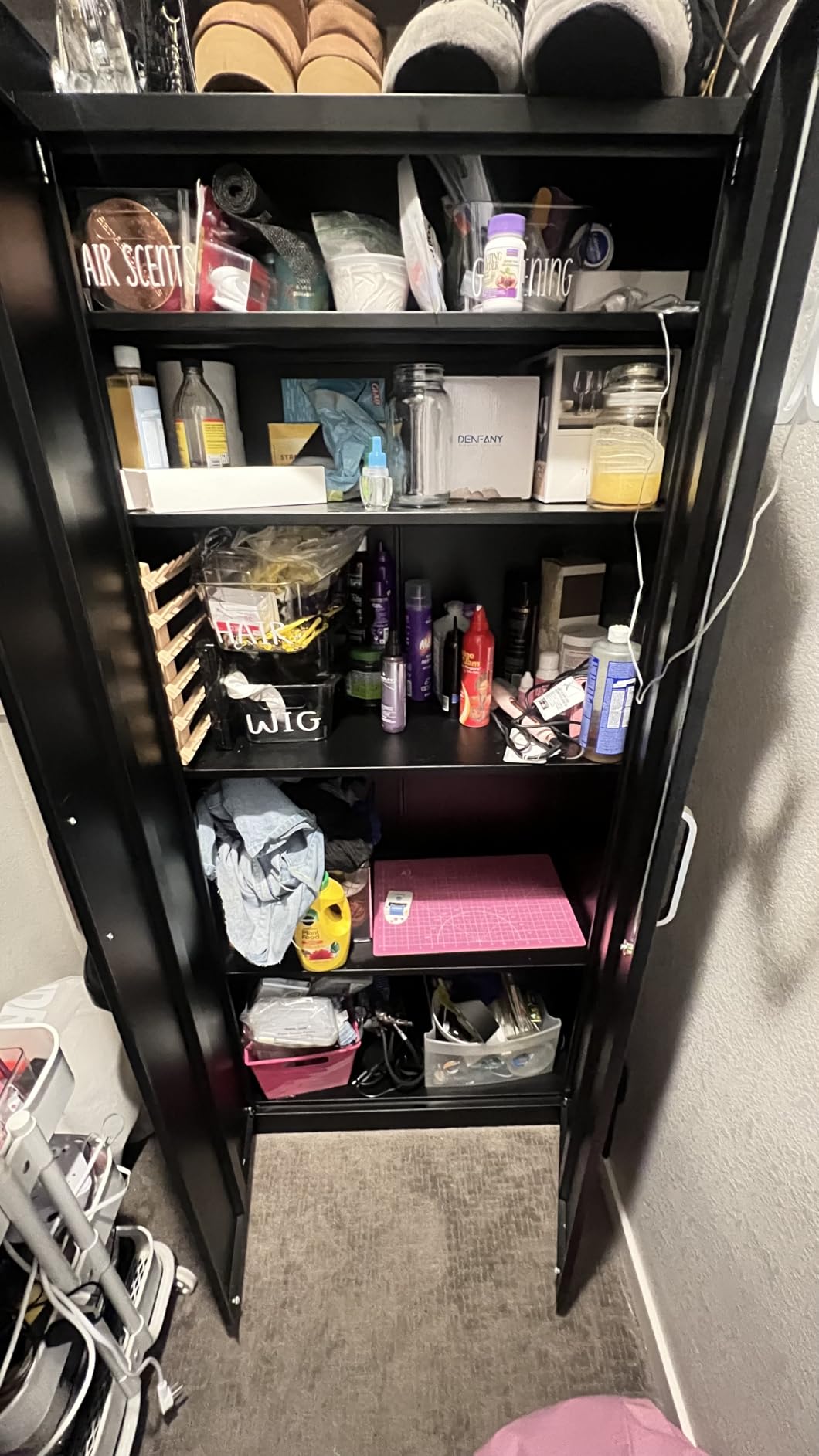 Approgreent Metal Storage Cabinet with Adjustable Shelves, Garage Cabinet with 2 Lockable Doors, Garage Storage Cabinet, Kitchen Pantry Cabinet - 71'H, Black customer photo 1