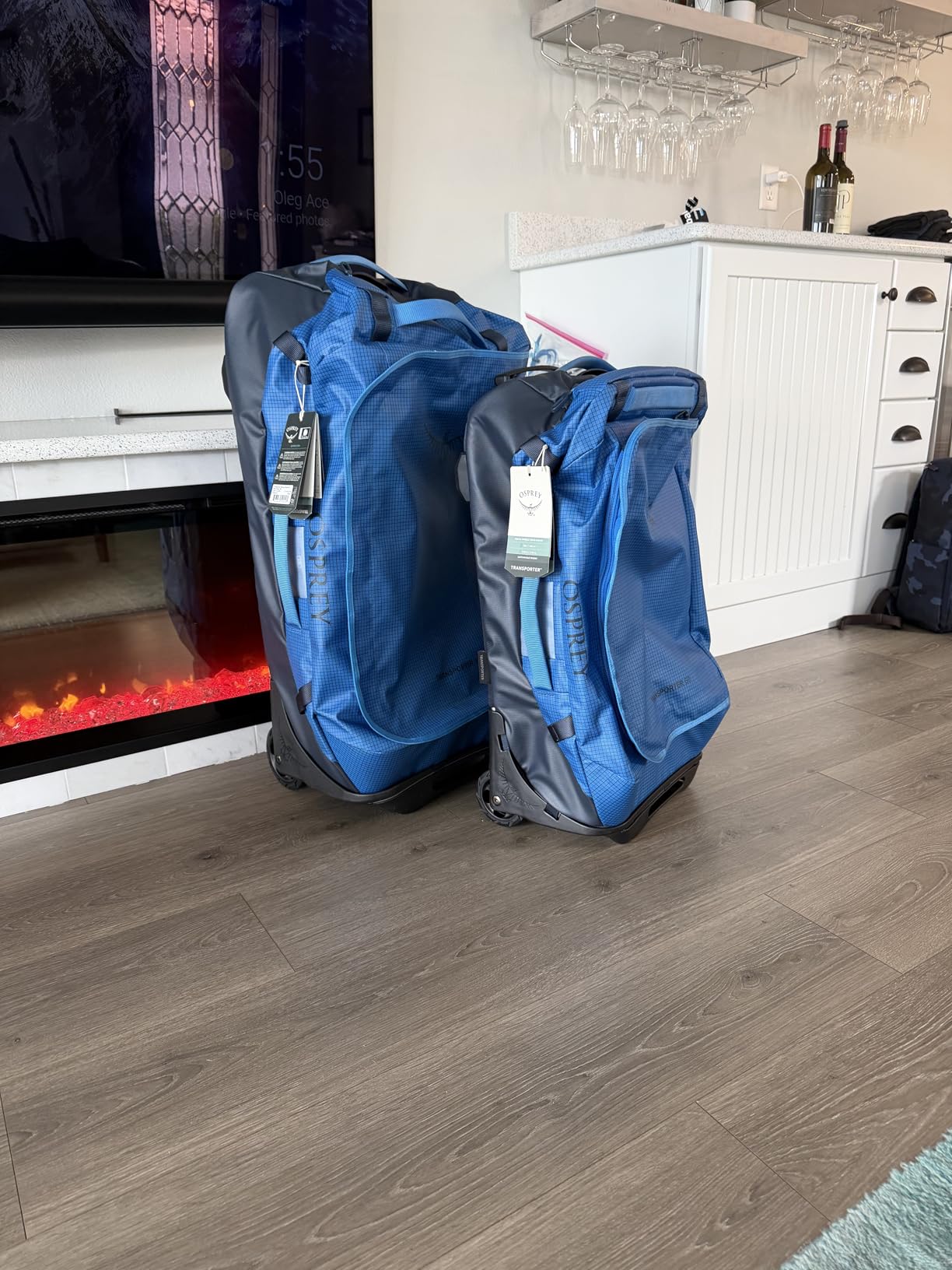 Transporter 120L Wheeled Travel Duffel Bag - Extra Large Lightweight Rolling Suitcase for Men and Women, Blue Flame/Nocturnal Blue customer photo 2