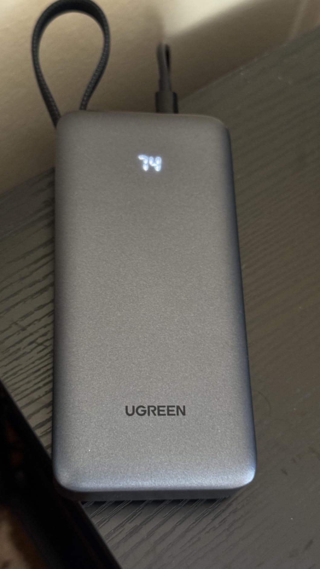 UGREEN Nexode Power Bank 20,000mAh 45W with Built-in Cable, Fast Charging Portable Charger, 3-Port External Battery Pack with Digital Display, Travel Ready customer photo 1