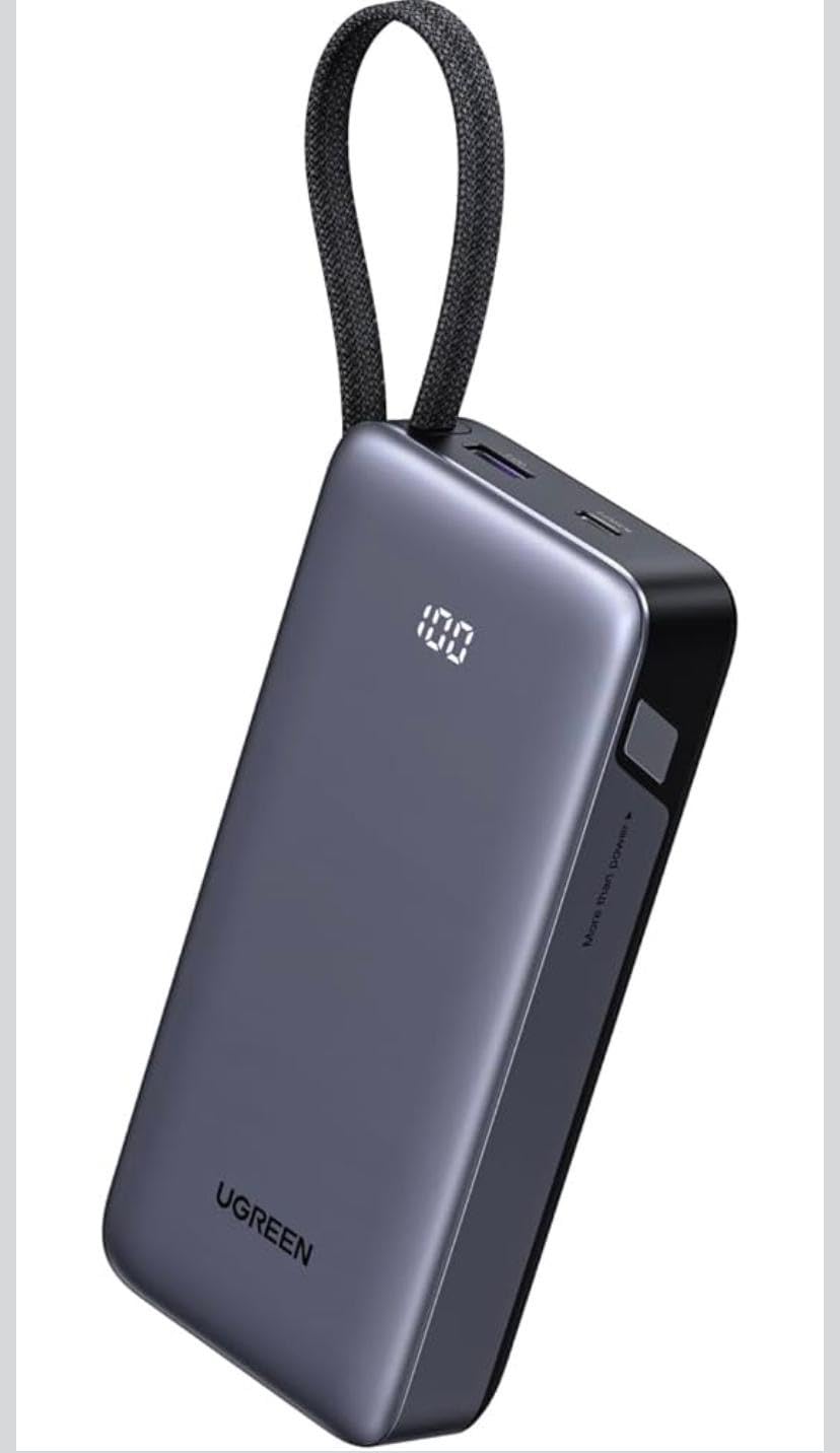 UGREEN Nexode Power Bank 20,000mAh 45W with Built-in Cable, Fast Charging Portable Charger, 3-Port External Battery Pack with Digital Display, Travel Ready customer photo 2