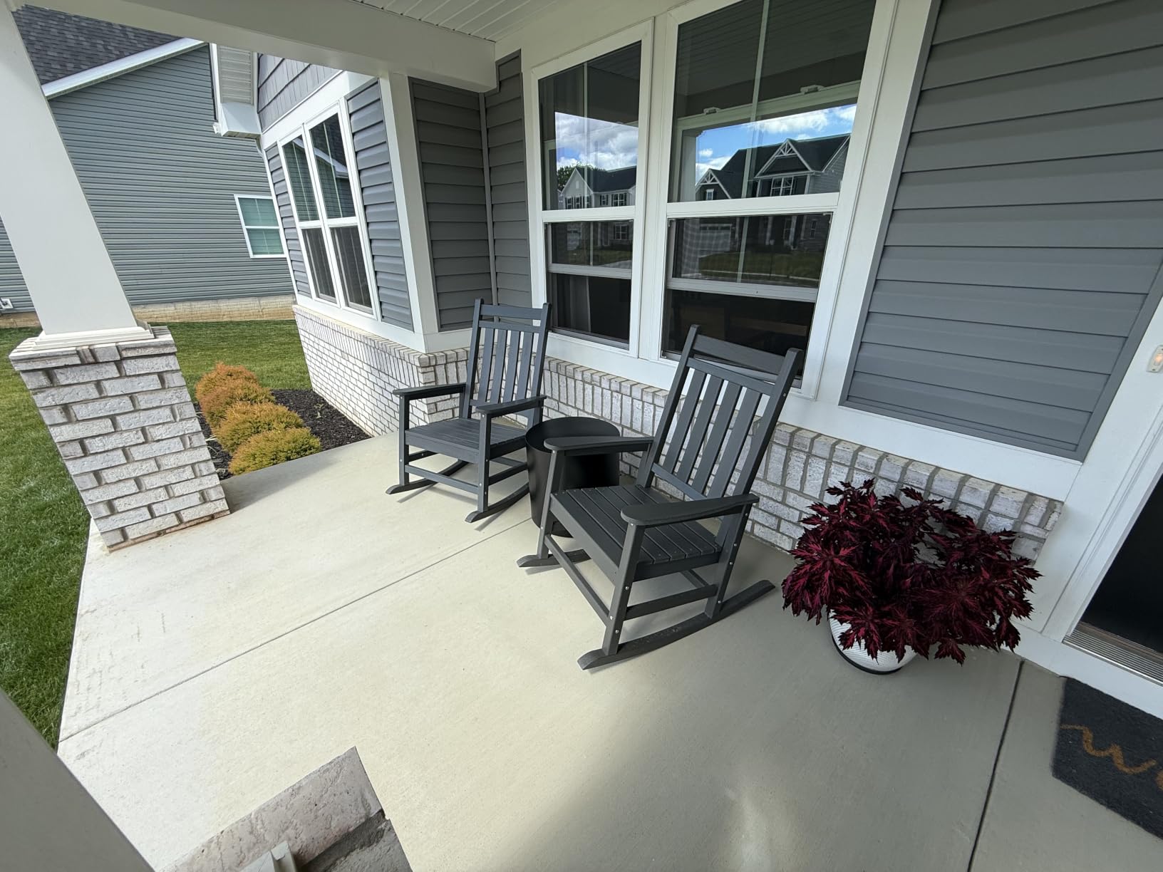 SERWALL Oversized Outdoor Rocking Chair Set of 2, HDPE Rocker for Adults, Patio Rocking Chairs for Porch, Blue customer photo 1