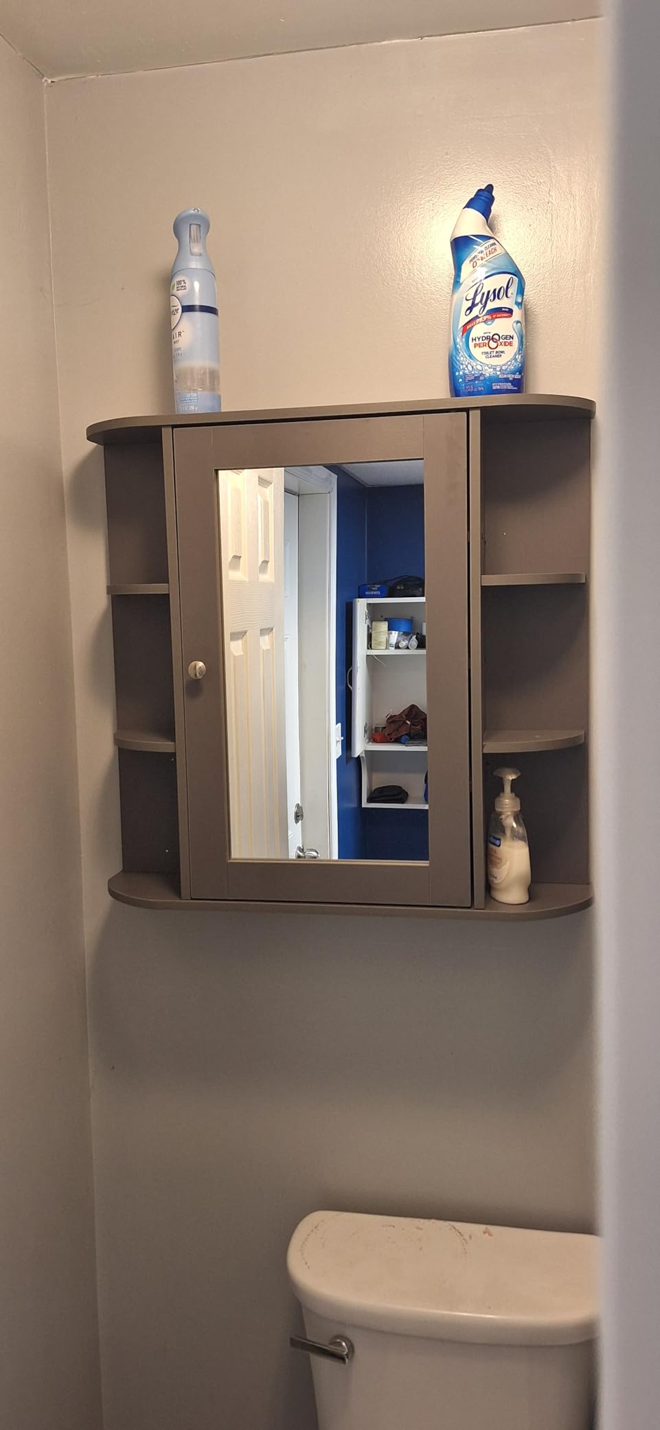 Bathroom Medicine Cabinet, Bathroom Mirror Cabinet Wall Mounted with 6 Side Open Shelves, White Wall Cabinet with Mirror, White customer photo 2