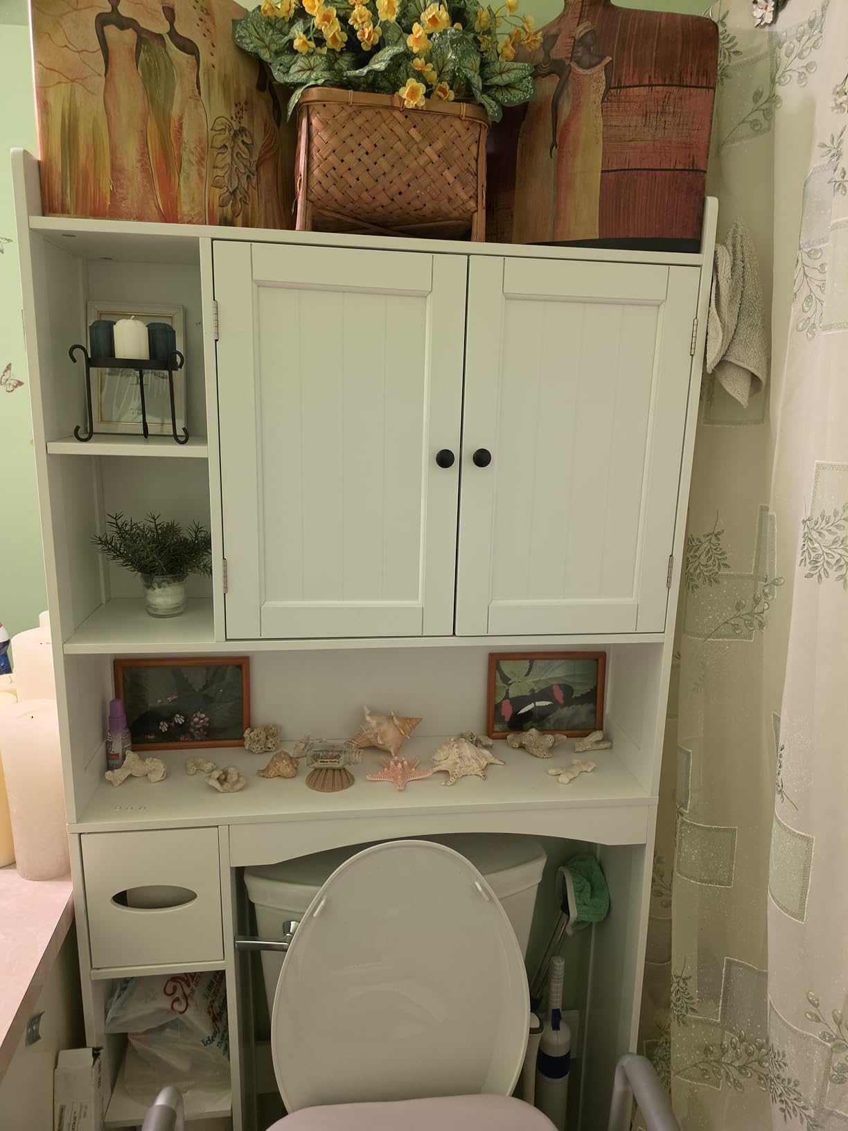 Gizoon 66''H Over The Toilet Storage Cabinet, Over Toilet Storage Cabinet White, Over Toilet Bathroom Organizer, with 2 Doors, Adjustable Shelf, for Bathroom, Laundry, White customer photo 1