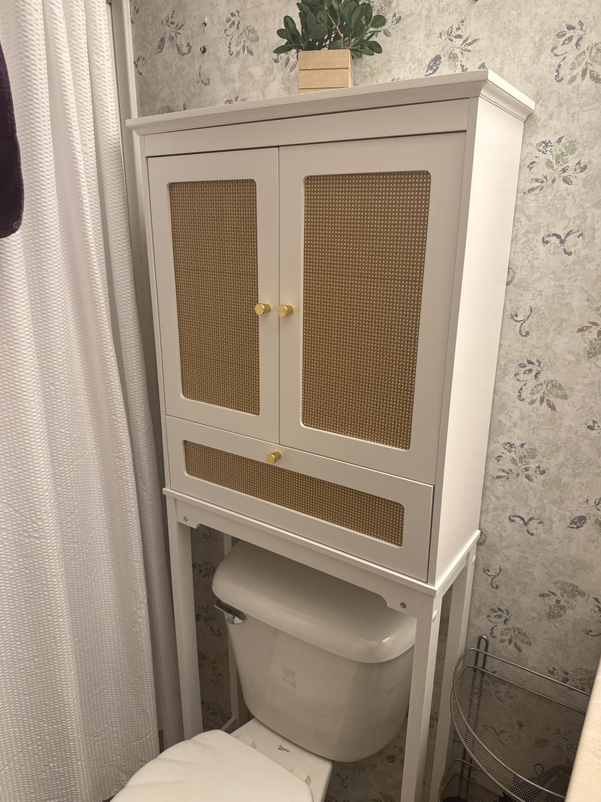 Spirich Over The Toilet Storage Cabinet with Rattan Doors, Over Toilet Bathroom Organizer with Tilt-Out Cube and Adjustable Shelf customer photo 1
