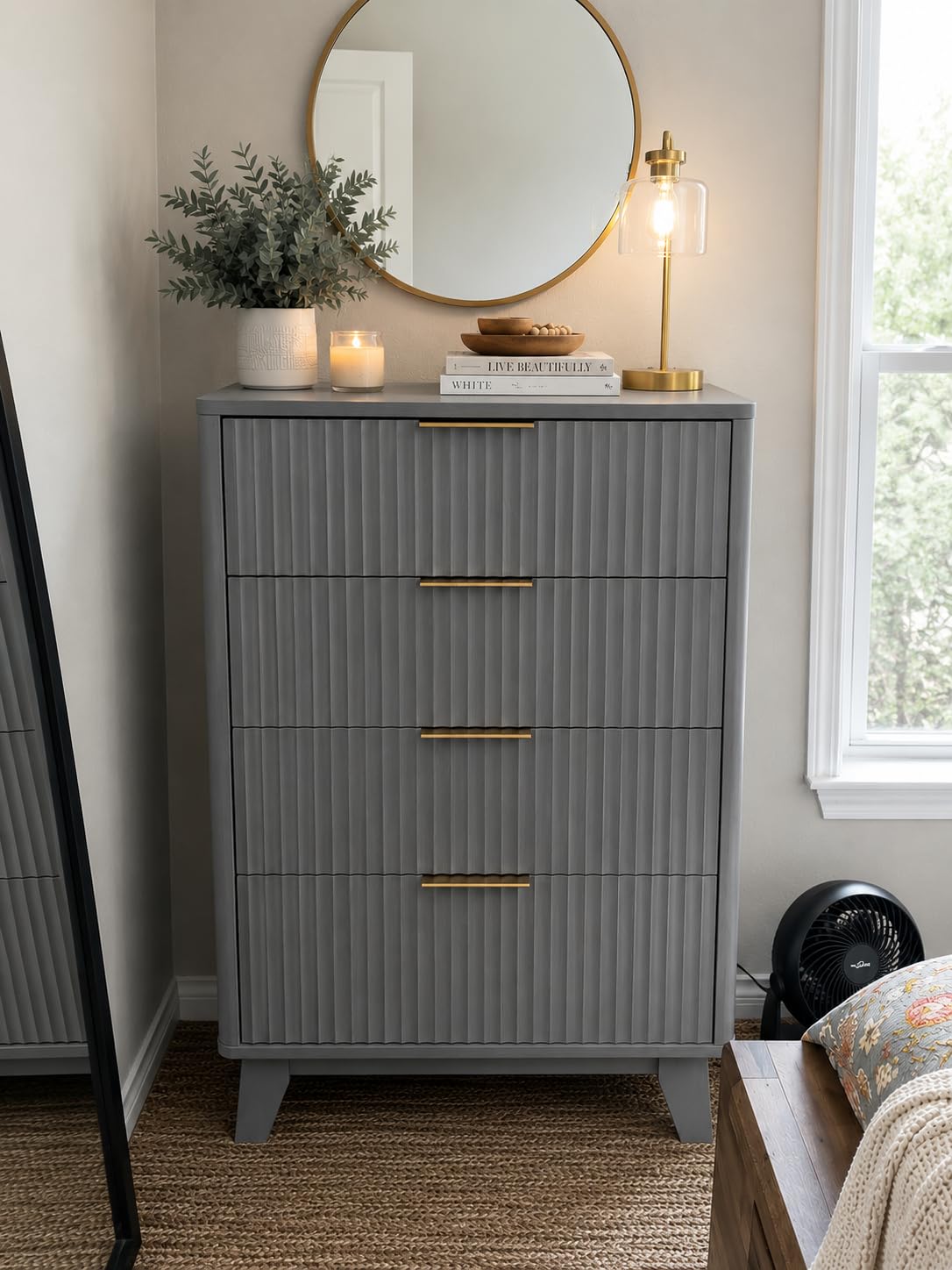 VINGLI Fluted Tall Dresser 5 Drawer, 23.66