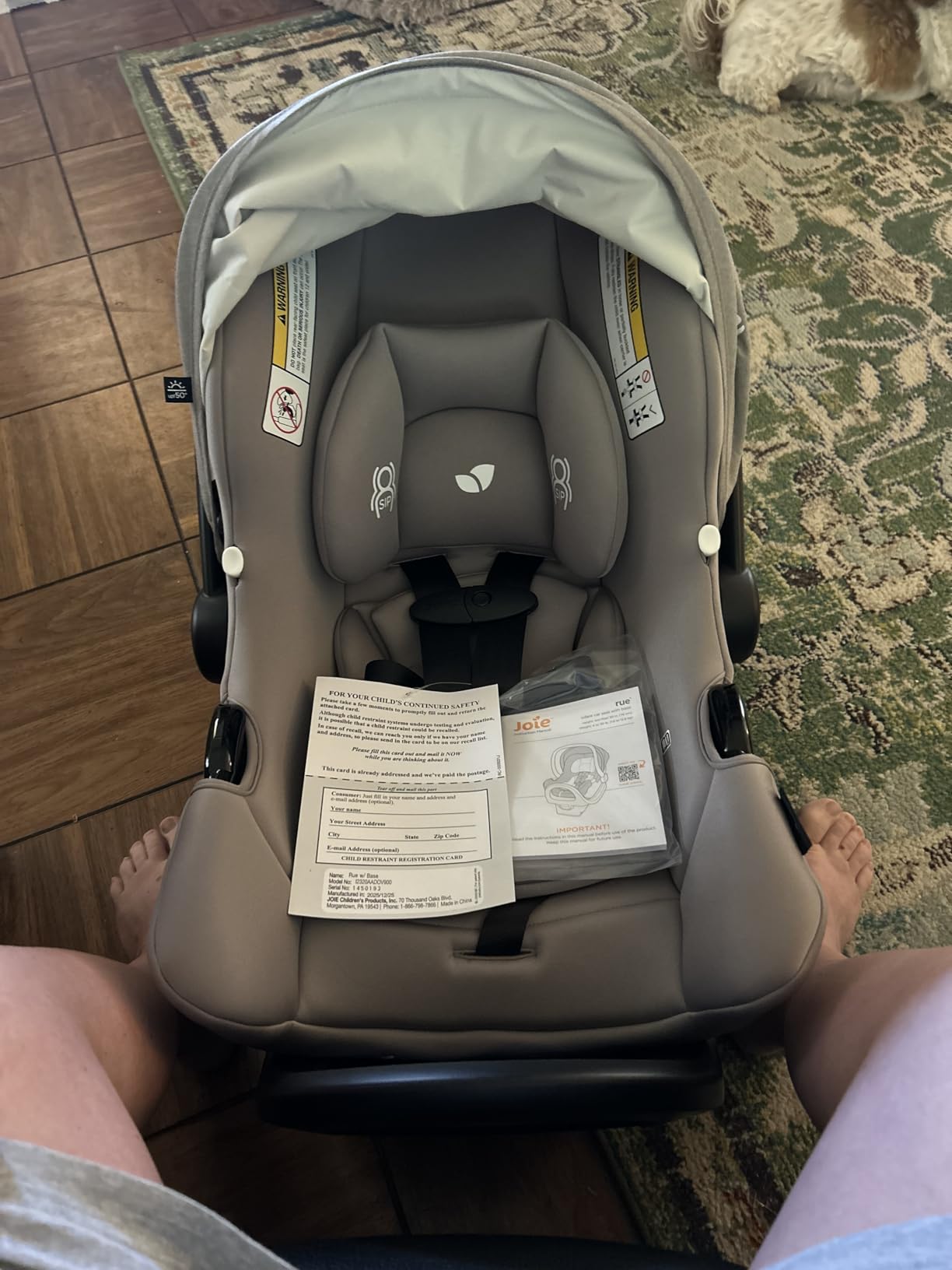 Joie Rue Lightweight Infant Car Seat & Anti-Rebound Base, Side-Impact Protection, 5-Point Harness, and UPF 50+ Canopy for Newborns and Infants (Dove) customer photo 2