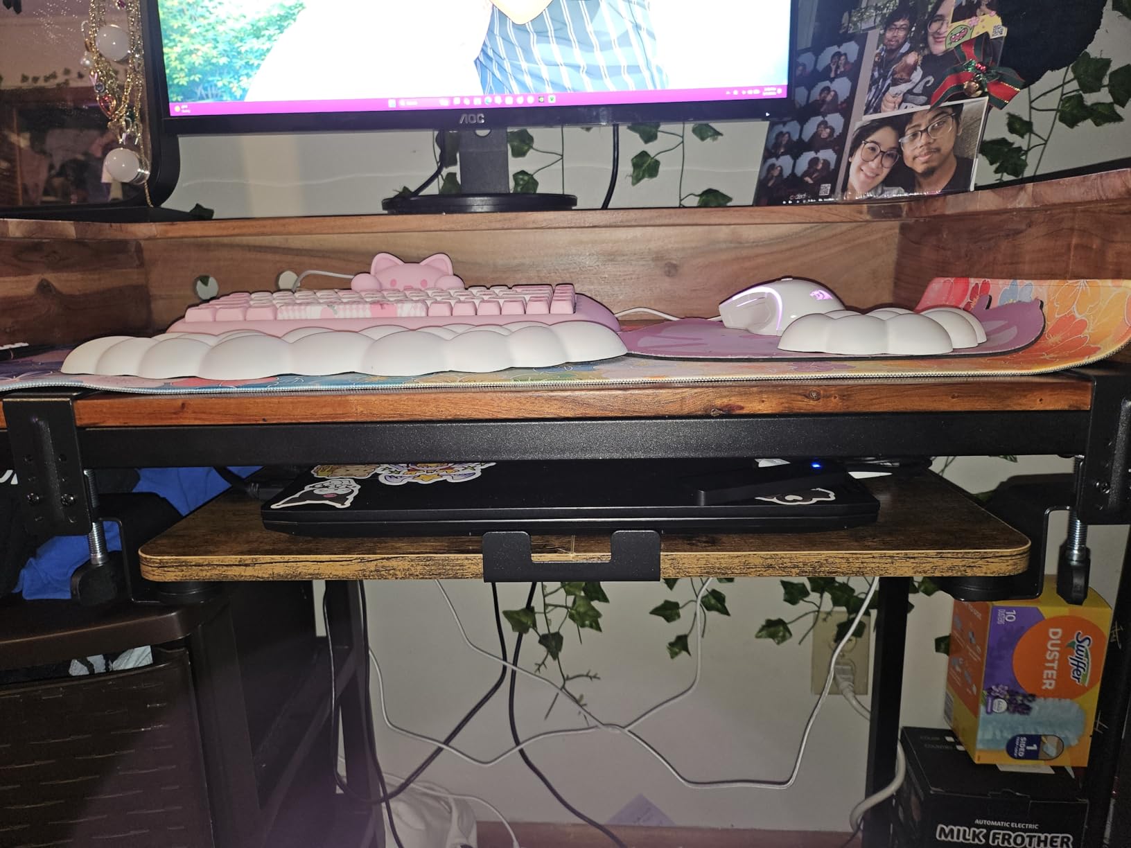 Ergonomic Keyboard Tray Under Desk, Pull Out with Adjustable C-clamp, 25.6 (31.5 Including Clamps) x 11.8 Inch Slide Out Computer Keyboard Drawer Mouse Tray for Typing, Large & Black customer photo 2