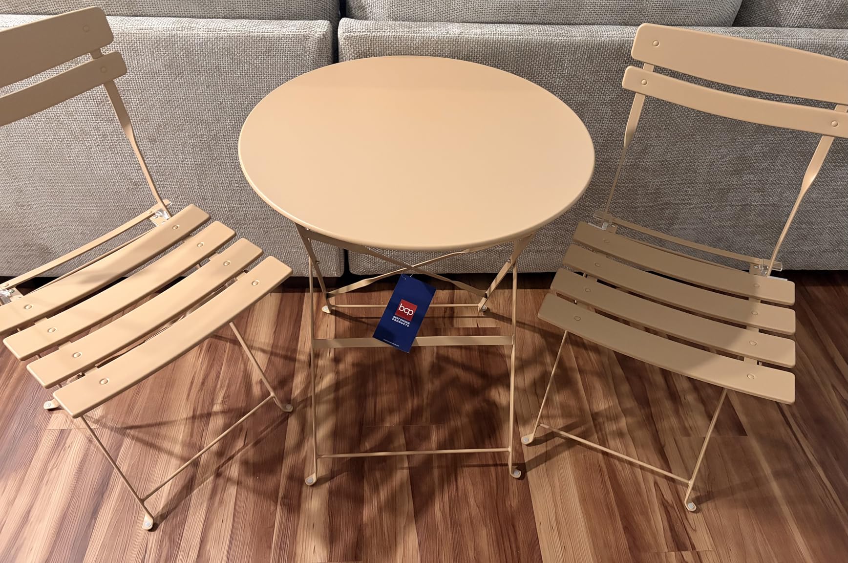 Best Choice Products 3-Piece Bistro Set, Space Saving Folding Design, Solid Steel, Outdoor Patio Furniture Set w/ 2 Chairs, Bistro Table - Navy customer photo 1
