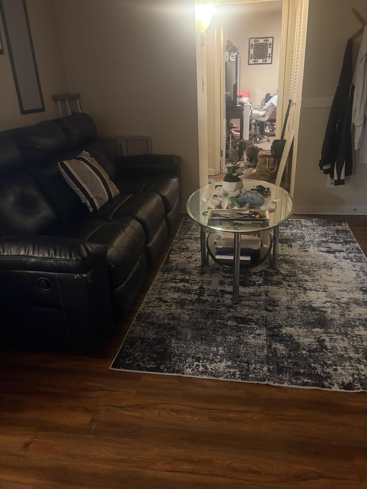 5x7 Area Rug Living Room Rug: Washable Modern Abstract Soft Thin Rug Indoor Floor No Slip Stain Resistant Carpet for Bedroom Dining Room Farmhouse Nursery Home Office - Black customer photo 1