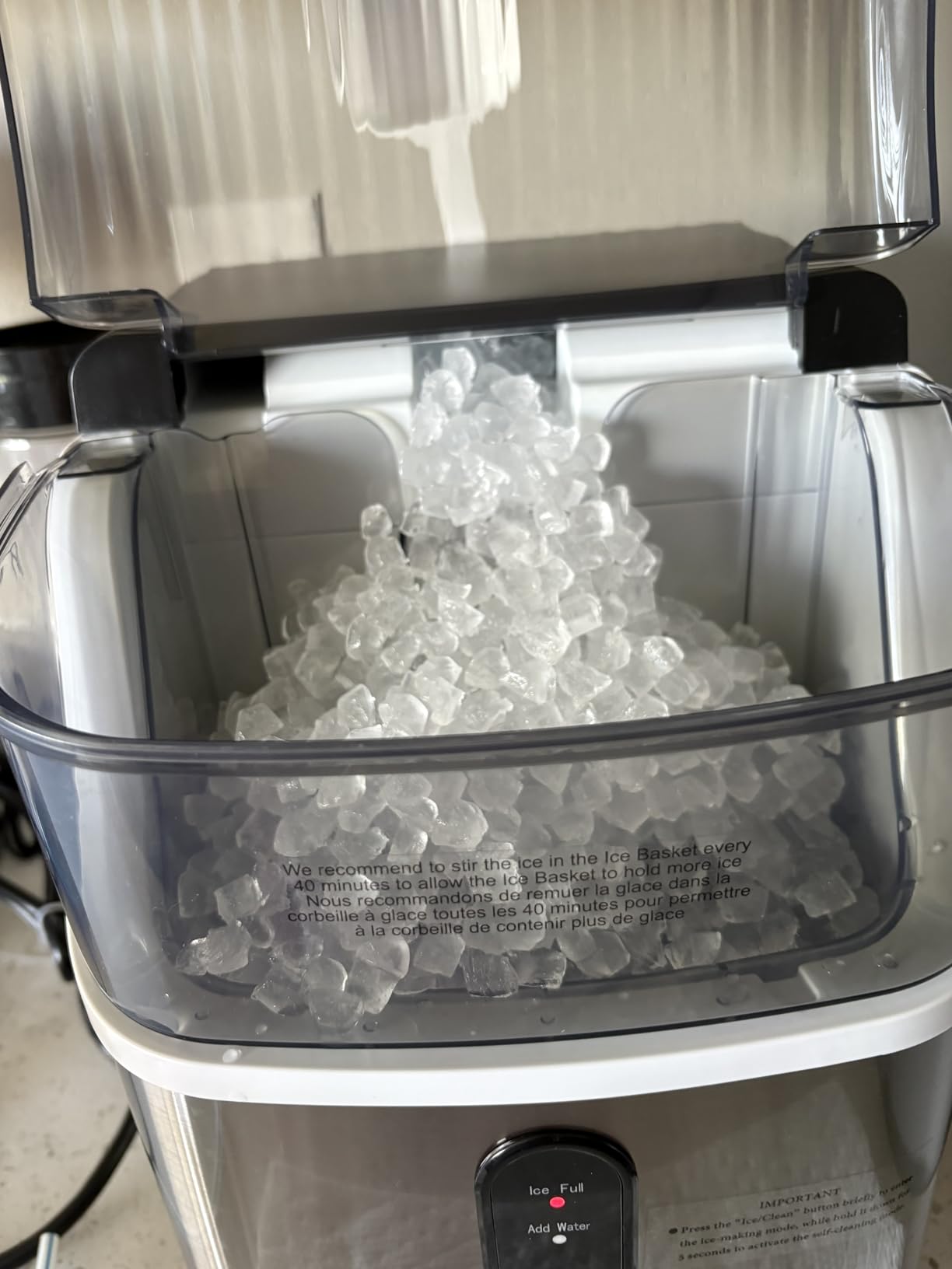 Kismile Nugget Ice Makers Countertop, Portable Ice Machine with Crushed Ice, 35lbs/Day, Self-Cleaning, One-Click Operation for Home Use(Silver) customer photo 2