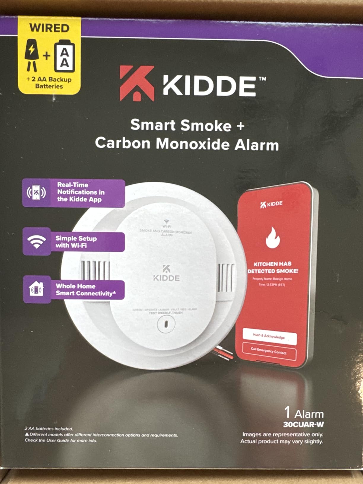 Kidde Hardwired Kidde App Enabled Smart Smoke and Carbon Monoxide Detector, AA Battery Backup, Voice Alerts, Interconnected Alarm customer photo 1