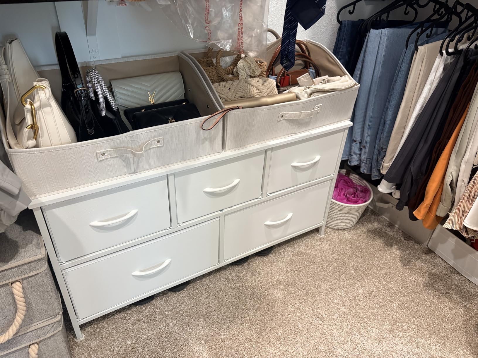 SONGMICS Dresser for Bedroom, Chest of Drawers, Steel, MDF, 5 Non-Woven Fabric Drawers, Storage Organizer Unit, Closet, Entryway, Ink Black and Ebony Black ULGS322B01S customer photo 1
