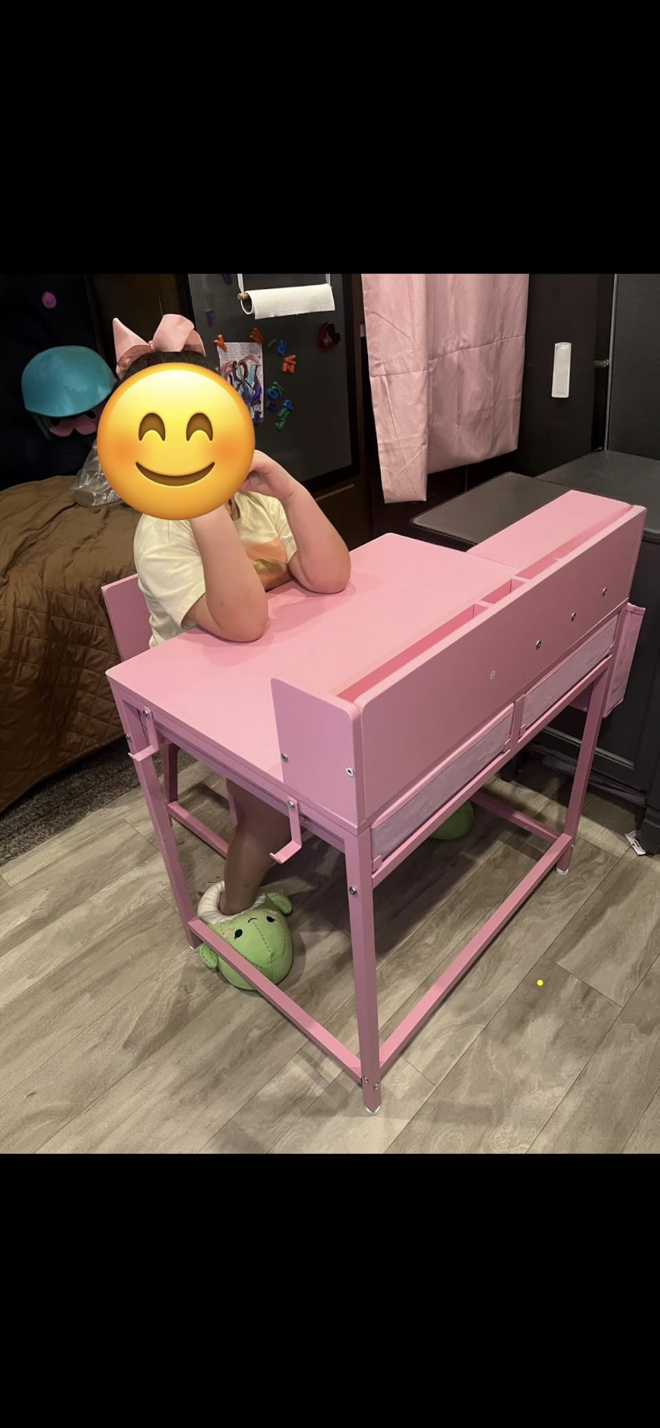 BOLUO White Kids Desk and Chair Set for 5-8 Year Old, Small Child Desk with Fabric Drawer, Children Study Table with Storage Toddler Girls Boys customer photo 2