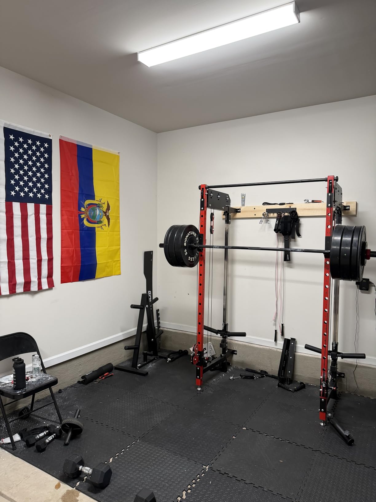 WM3-V4 Folding Squat Rack, Wall Mounted Power Rack with Dual Independent Pulley System, Functional Trainer with 5 Adjustable Function Modes for Space Saving customer photo 1