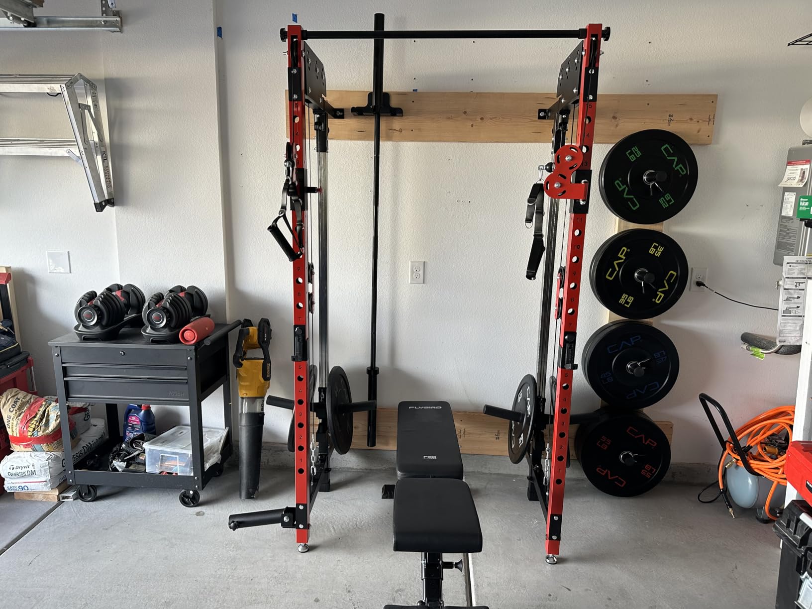 WM3-V4 Folding Squat Rack, Wall Mounted Power Rack with Dual Independent Pulley System, Functional Trainer with 5 Adjustable Function Modes for Space Saving customer photo 2