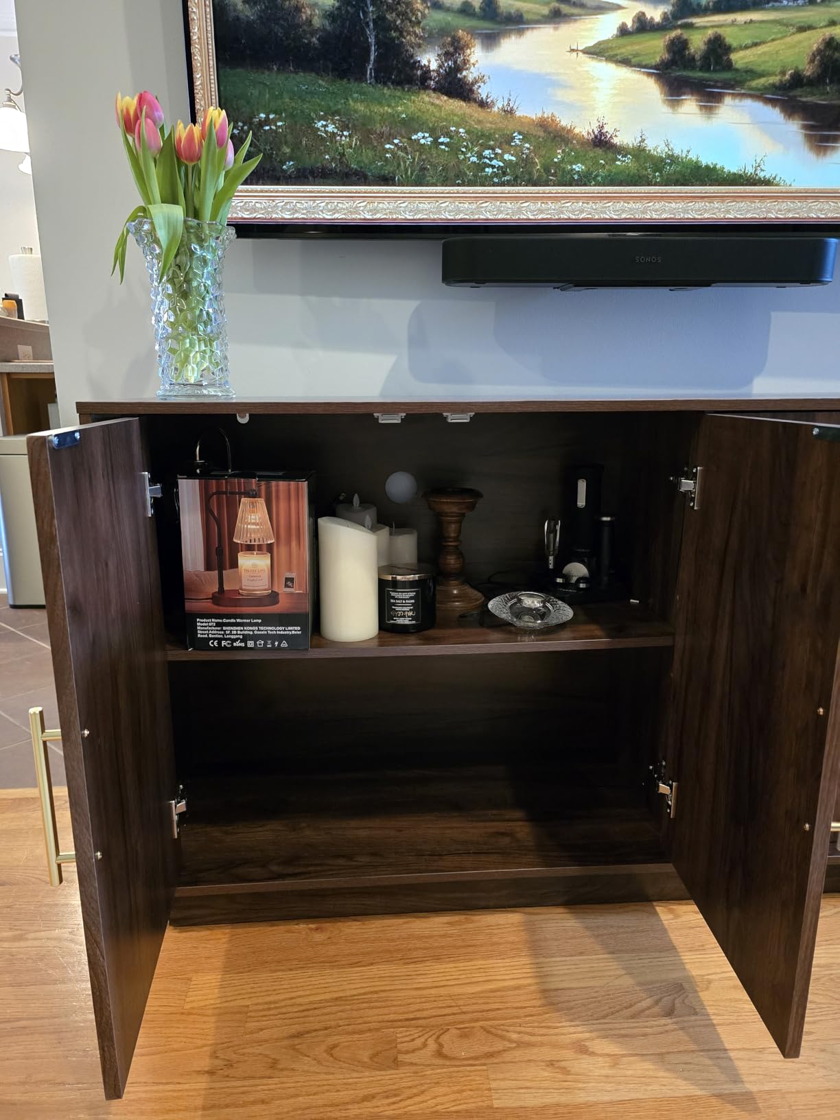 FORTUNETEC Sideboard Buffet Cabinet with Storage, Modern Accent Cabinet with Arched Doors, Boho Modular Media Console, 67