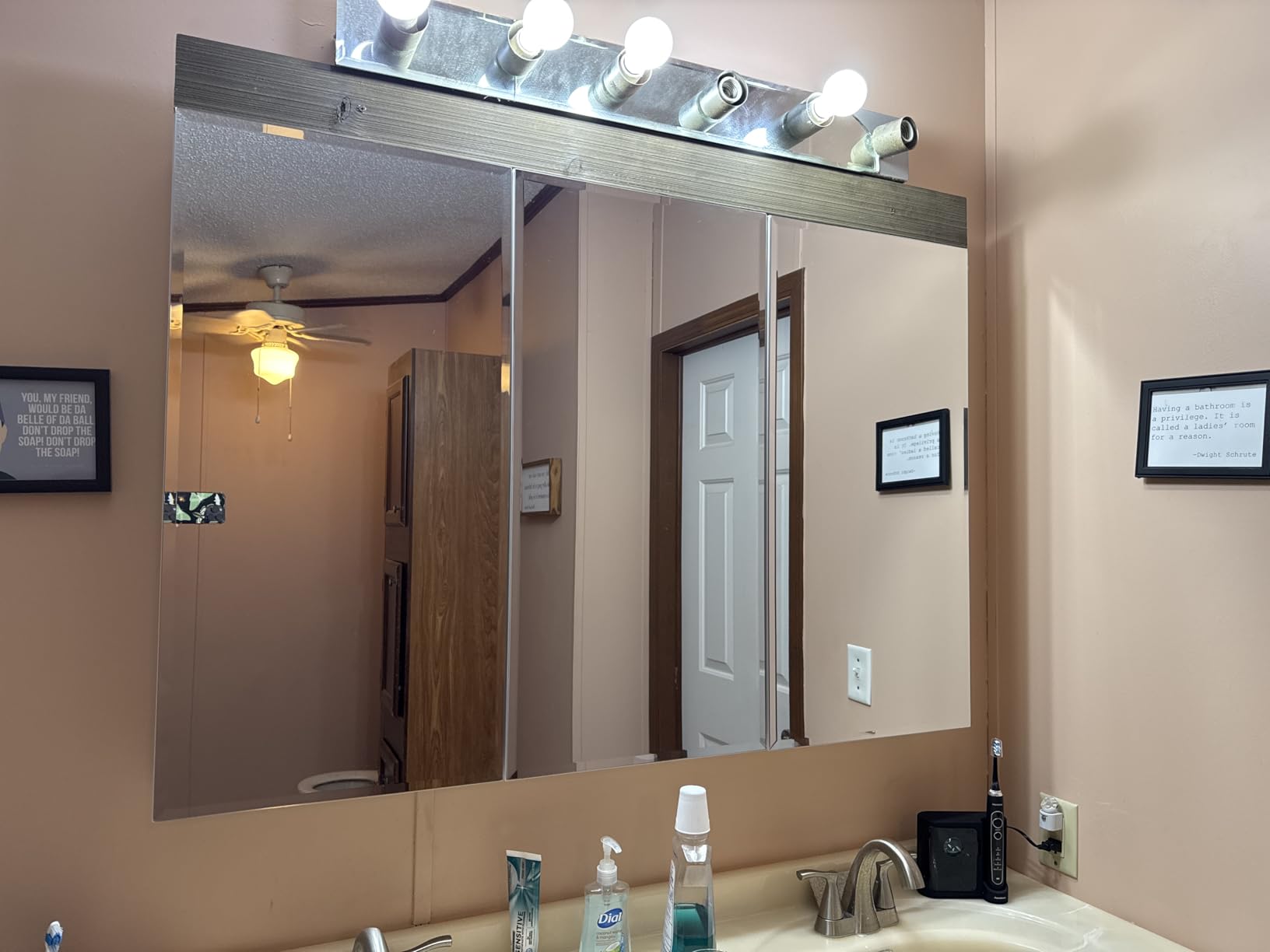 TETOTE 20 x 26 Bathroom Mirror with Storage with Tempered Beveled Mirror Silver Medicine Cabinet Aluminum Cabinet DTC Hinges, Stepless Adjustable Shelves, Recessed/Surface-Mounted customer photo 2