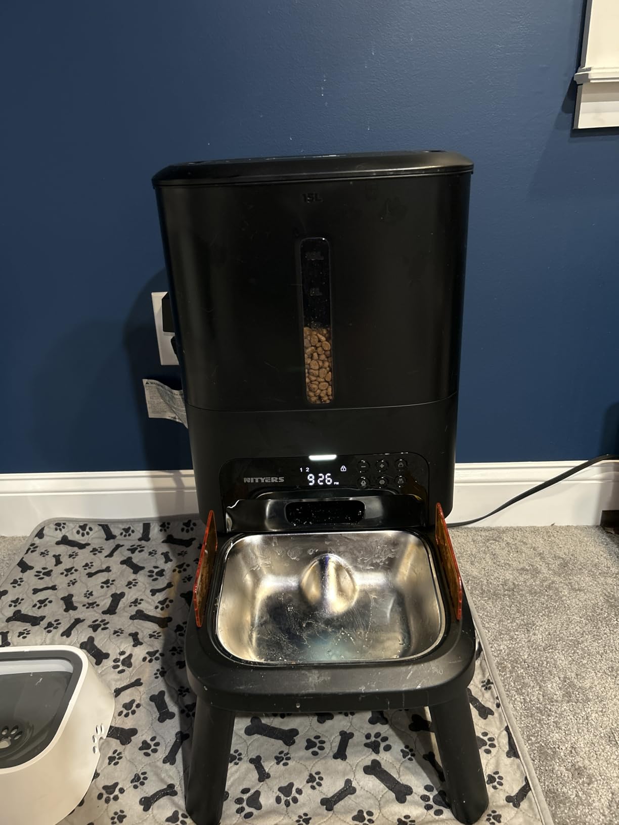 Automatic Dog Feeder for Large Breed - 15L/ 63 Cups Anti-Clog Dog Food Dispenser for 2-23mm Kibble, Elevated Stand, Large Food Tray, Dual Power, Up to 50 Portions 6 Meals Per Day, Keeps Fresh customer photo 1