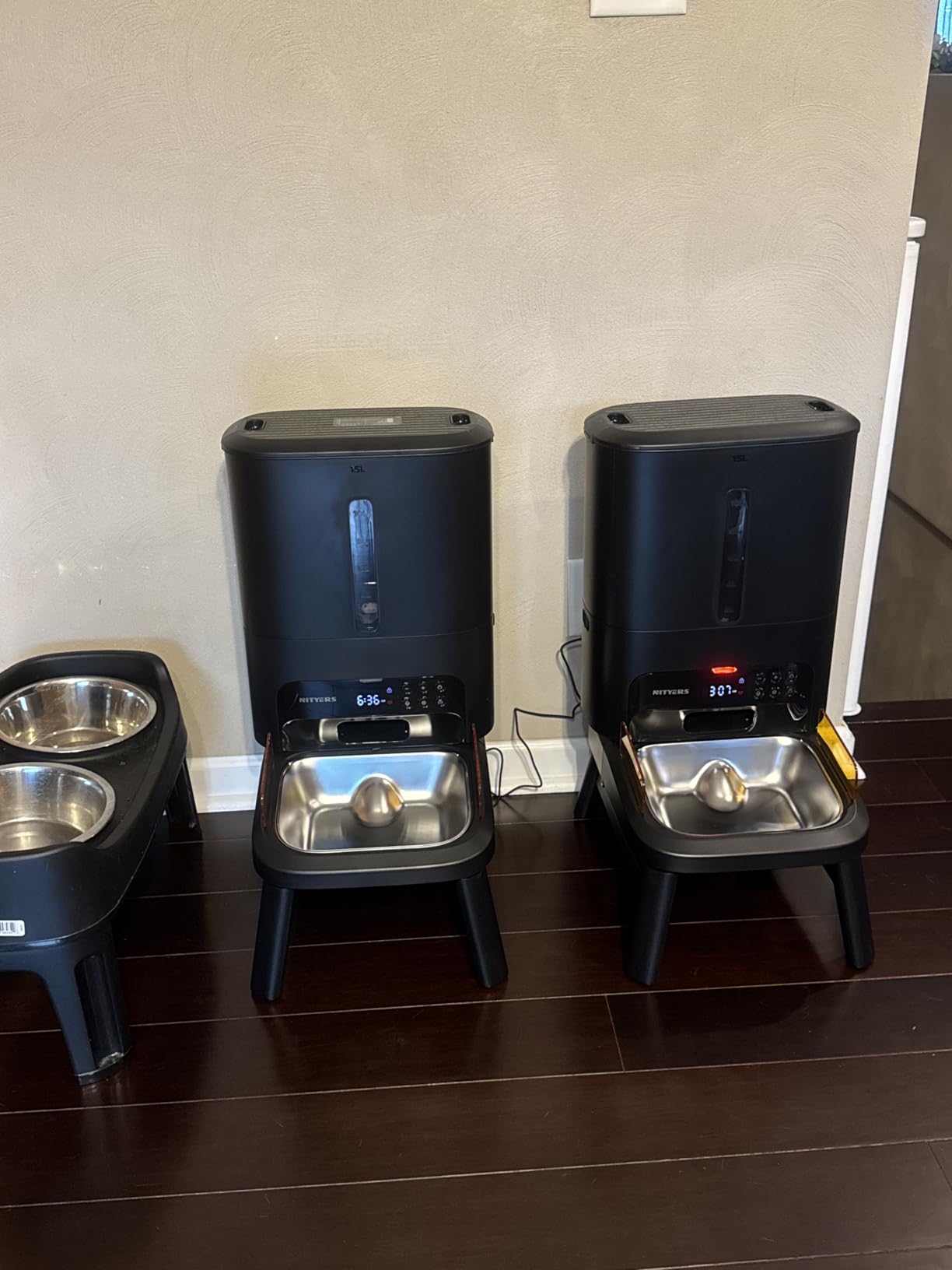 Automatic Dog Feeder for Large Breed - 15L/ 63 Cups Anti-Clog Dog Food Dispenser for 2-23mm Kibble, Elevated Stand, Large Food Tray, Dual Power, Up to 50 Portions 6 Meals Per Day, Keeps Fresh customer photo 2