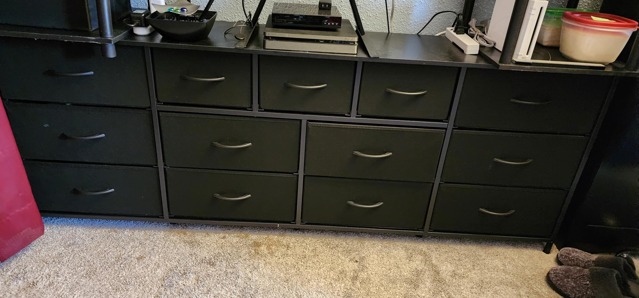 Huuger 70 Inch Dresser for Bedroom, TV Stand for 65, 75, 80 Inch TV, 13 Fabric Drawer Long Dresser, Large Entertainment Center for Bedroom, Wide Chest of Drawer with Storage, Rustic Brown customer photo 2