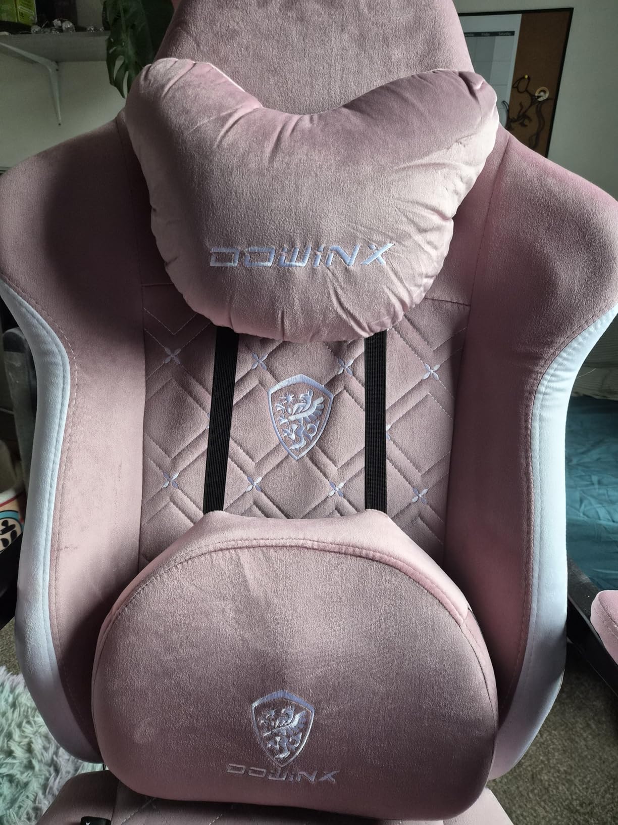 Dowinx Gaming Chair with Heated Massage Lumbar Support,Big and Tall Fabric Gaming Chairs for Adults with Footrest, Ergonomic Computer Game Chair with Poket Spring Cushions, 350lbs, Green customer photo 2