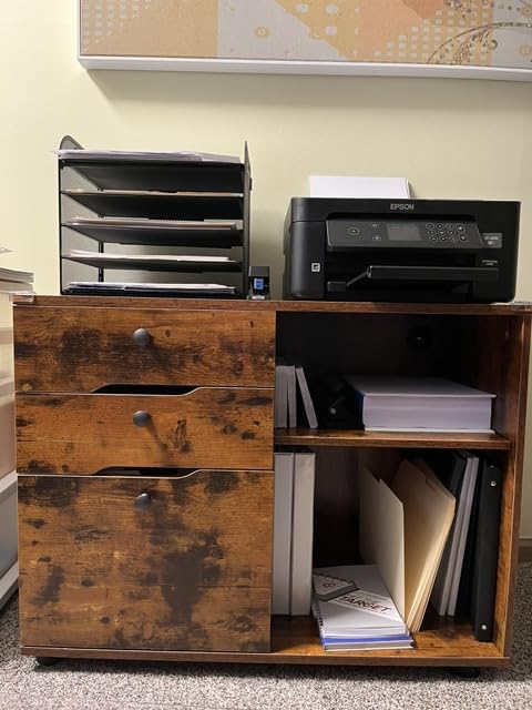 DUMOS Lateral File Cabinet with 3 Drawers Rolling Filing Cabinets Under Desk Storage Printer Stand Wood Organizer with Wheels Adjustable Shelf for Office Home Small Space, Black customer photo 1