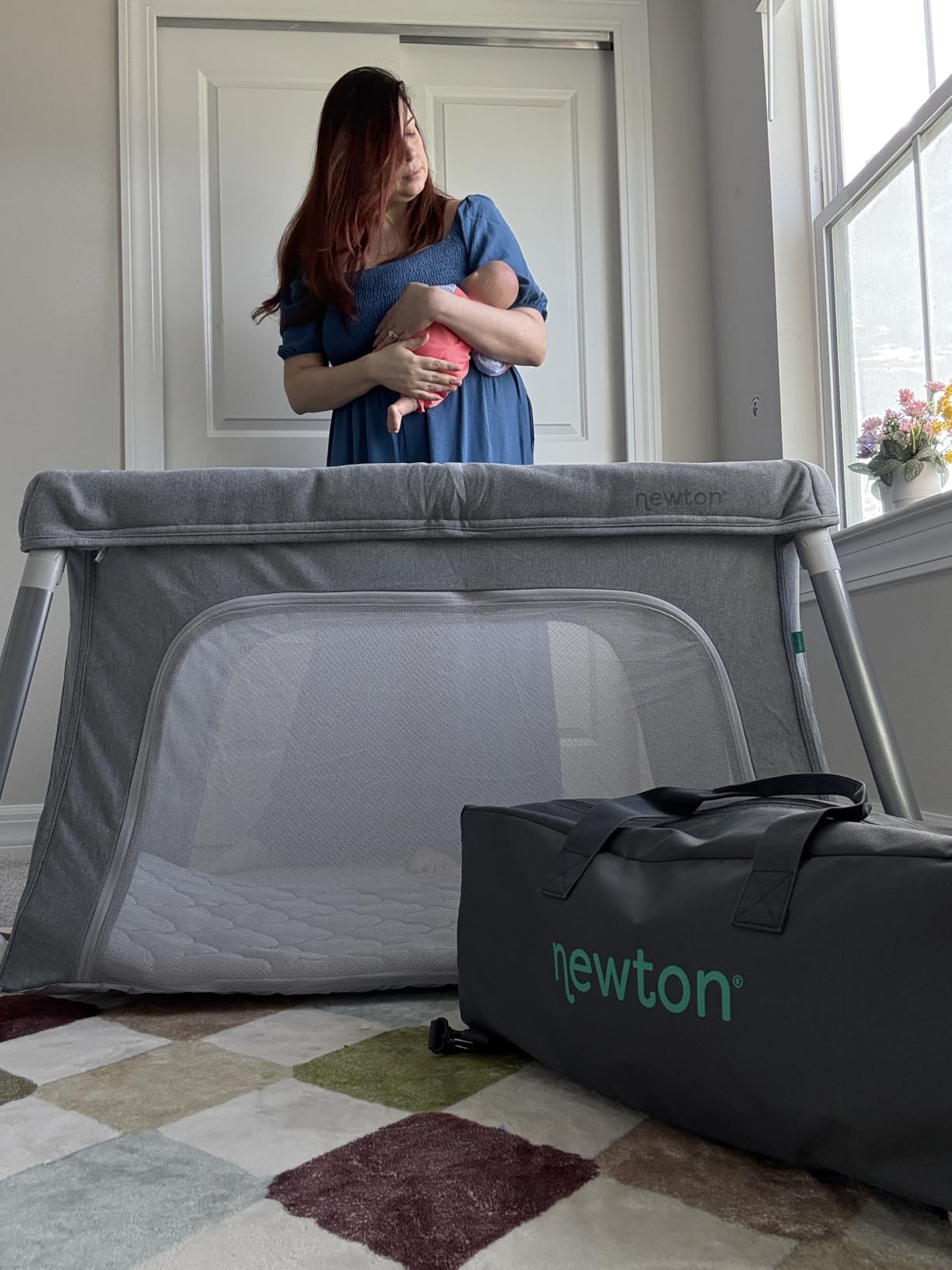 Newton Baby Compact Travel Crib & Play Yard | Breathable & Washable Mattress, Foldable Carry-On Size, Backpack Straps, Sand customer photo 1