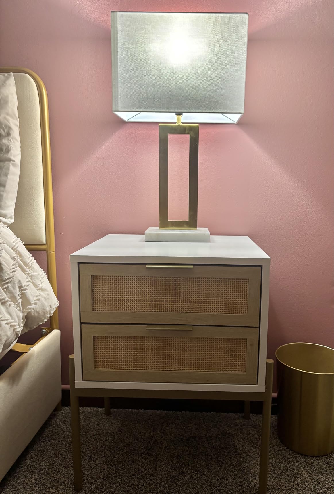 Nathan James Solace Mid Century Modern 2 Drawer Nightstand with Solid Wood Frame and Rounded Details, Raw Oak customer photo 1