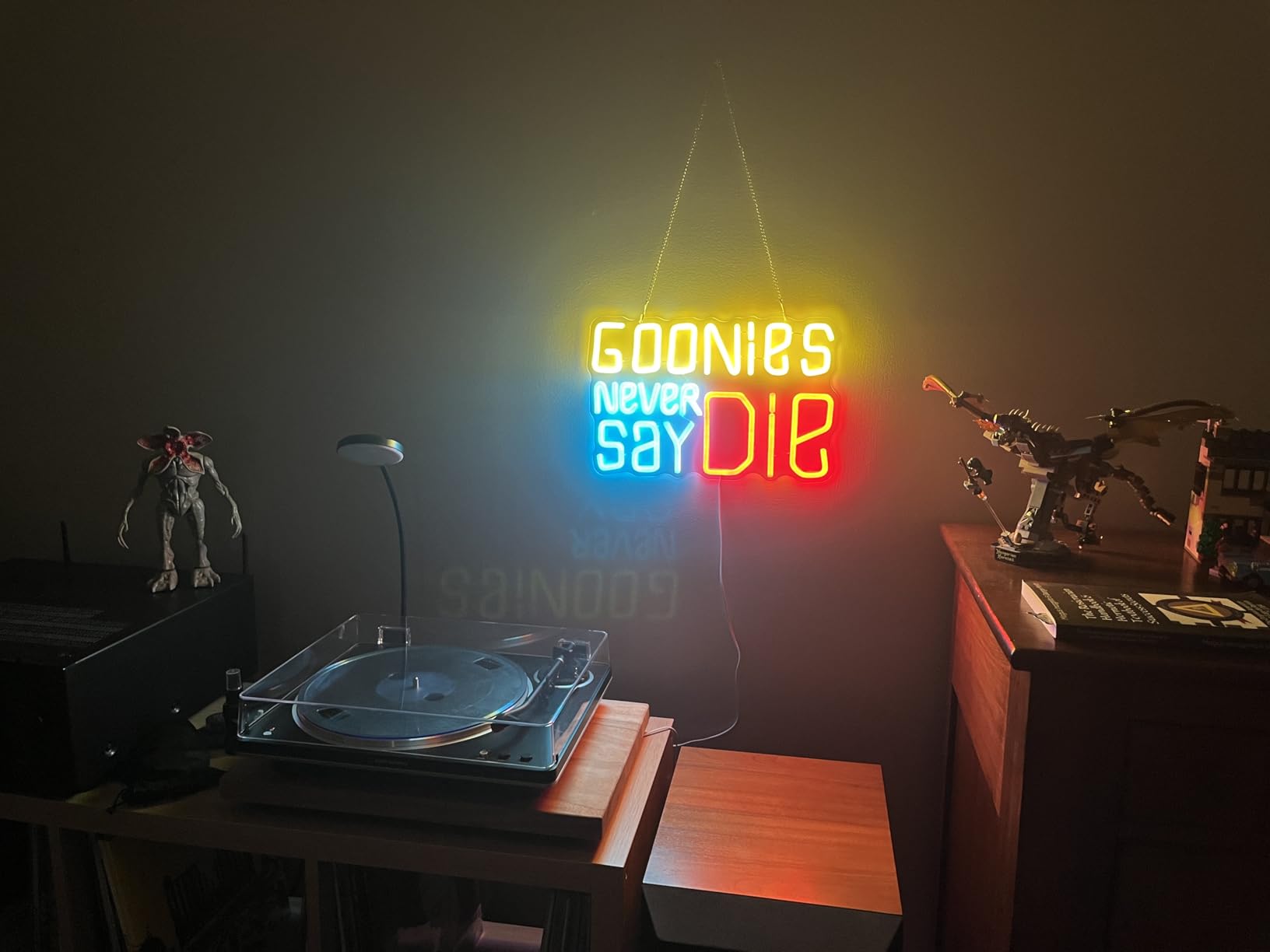Goonies Never Say Dead Neon Sign Neon Lights Ideas Inspired by Movie Dimmable Led Sign for Wall Decor, USB Powered Neon Signs for Bedroom, Man Cave, Game Room (15*9.7) customer photo 1
