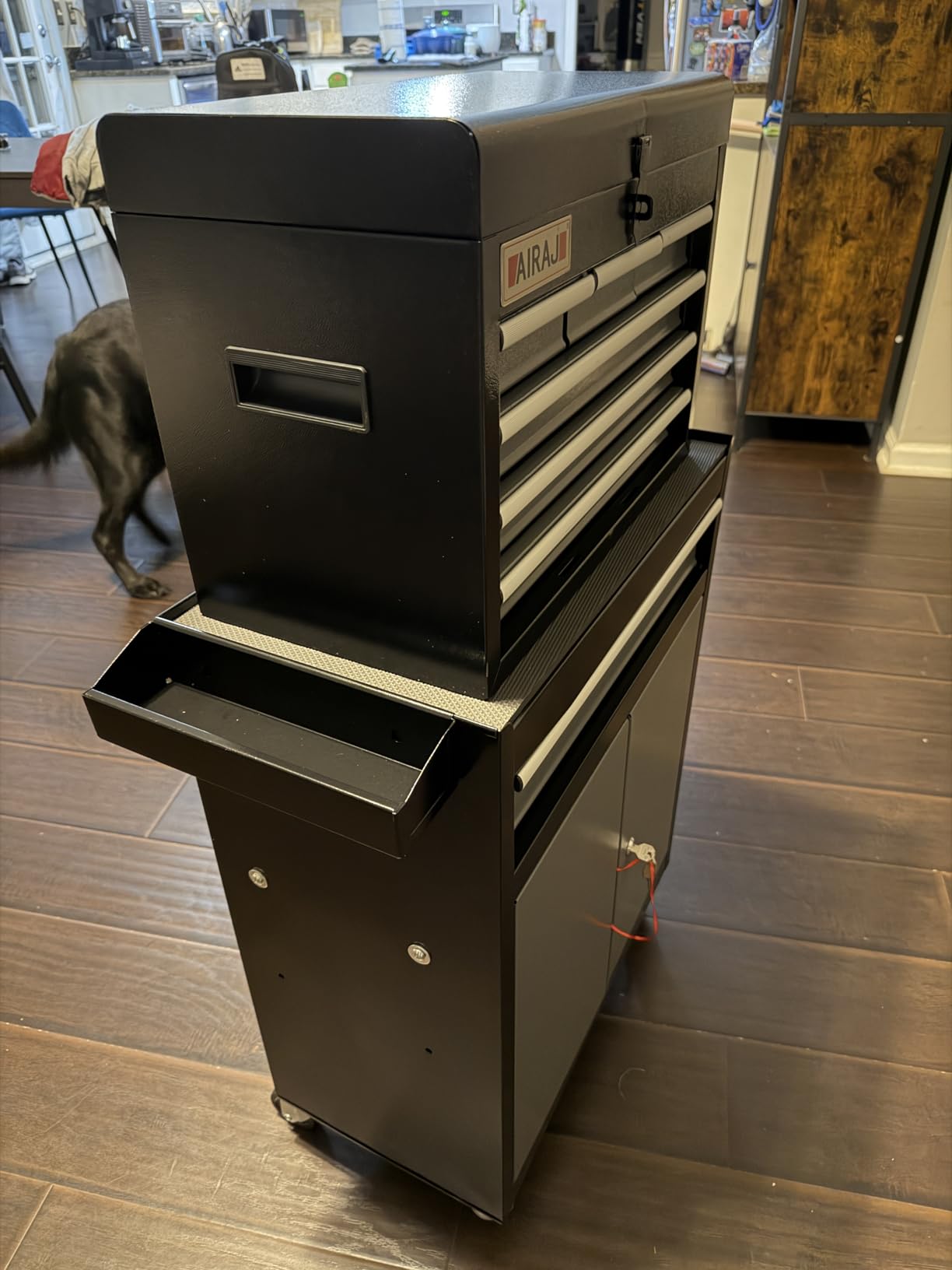 Tool Chest 7-Drawer | 40'' H Rolling Tool Chest with Wheels | Detachable Top Metal Tool Box | Garage Storage Cabinet for Repair Room, Warehouse | Rolling Tool Box with Hooks, Liners, Tray Divider | Black customer photo 2