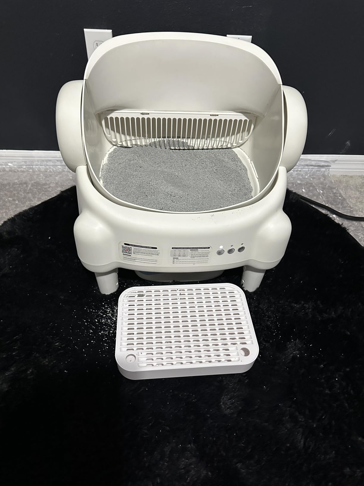 Self Cleaning Litter Box, Open Top Automatic Litter Box with App Control for Multiple Cats, Safety Sensors Protection, Odor Control Includes 2 Roll Liners, Large Waste Bin, Cream White customer photo 1