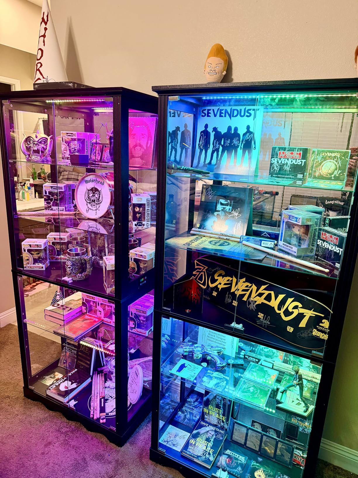 Dystler Display Cabinet with Glass Doors, 71'' Tall Curio Cabinet with RGB Lights for Collectibles, LED Display Case with Removable Shelf for Book/Medal/Figure, Black customer photo 1