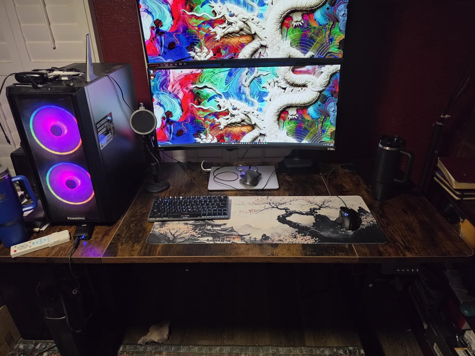 Black 60x28 in Electric Standing Desk, 1 Inch Thick Tabletop | Double Beam Frame, Holds 220lbs, Sit Stand, 3 Memory Height Adjustment, Extra Deep Table Top customer photo 1
