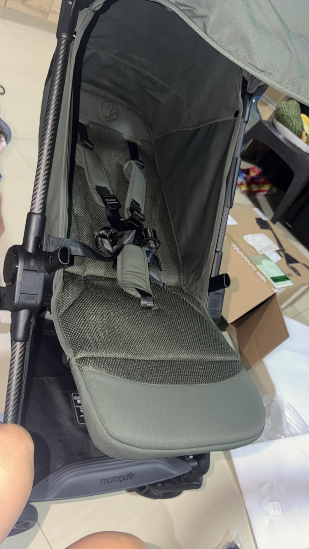 Mompush Nexis Carbon Travel Stroller, Ultra-Lightweight 11.5 lbs, Compact & Airplane Carry-On Approved, One-Second Auto-Fold, Khaki customer photo 2