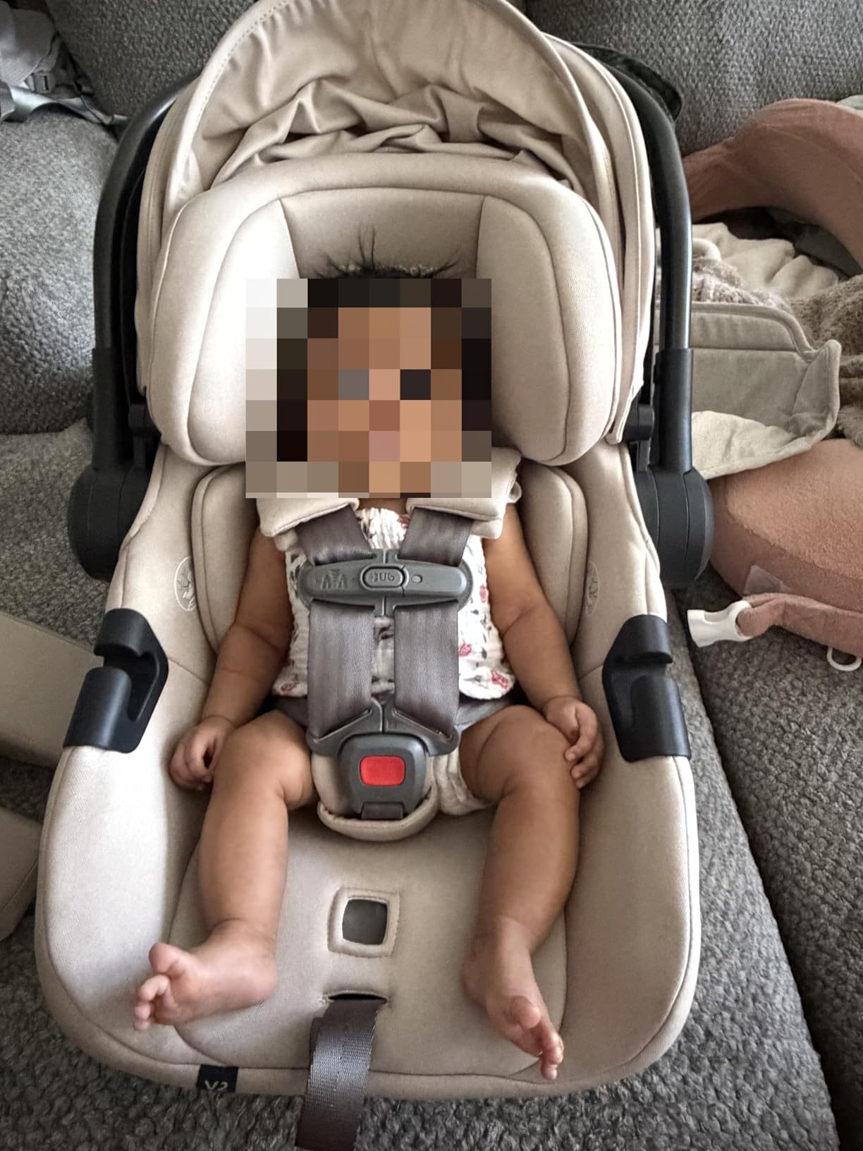 UPPAbaby Aria V2 Lightweight Infant Car Seat - Load Leg + Anti-Rebound Panel - Infant Insert + All-Weather FootCover Included - Direct Stroller Attachment - Savannah (Pearl Grey Melange) customer photo 1