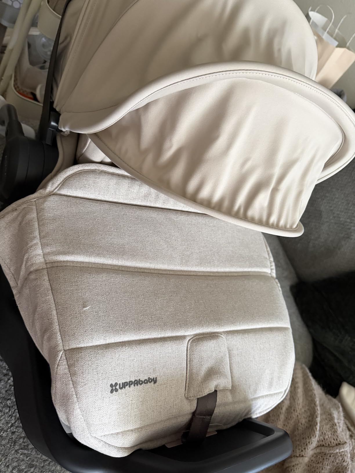 UPPAbaby Aria V2 Lightweight Infant Car Seat - Load Leg + Anti-Rebound Panel - Infant Insert + All-Weather FootCover Included - Direct Stroller Attachment - Savannah (Pearl Grey Melange) customer photo 2